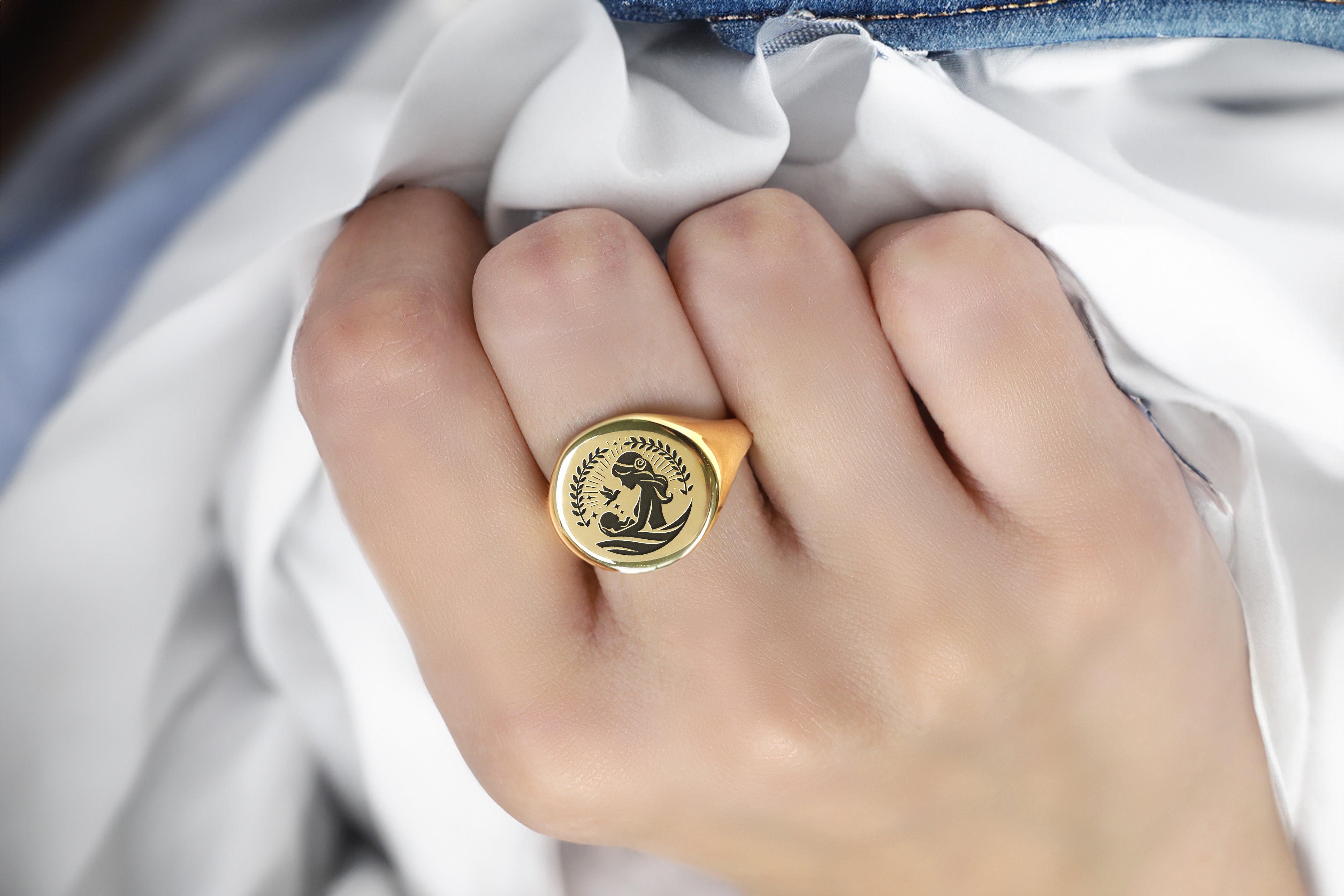 14k Gold Newborn Signet Ring
