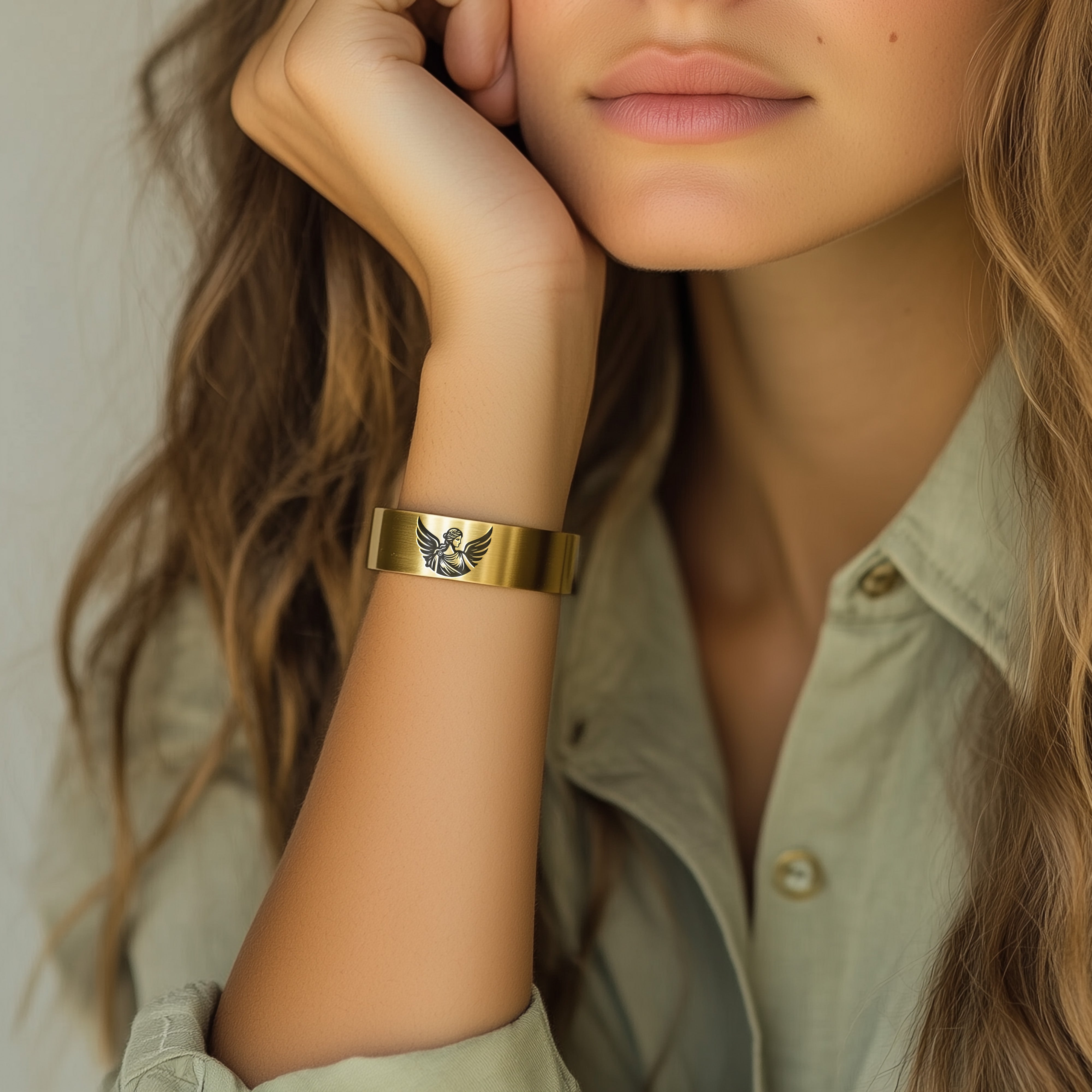 Engraved Athena Gold Bracelet