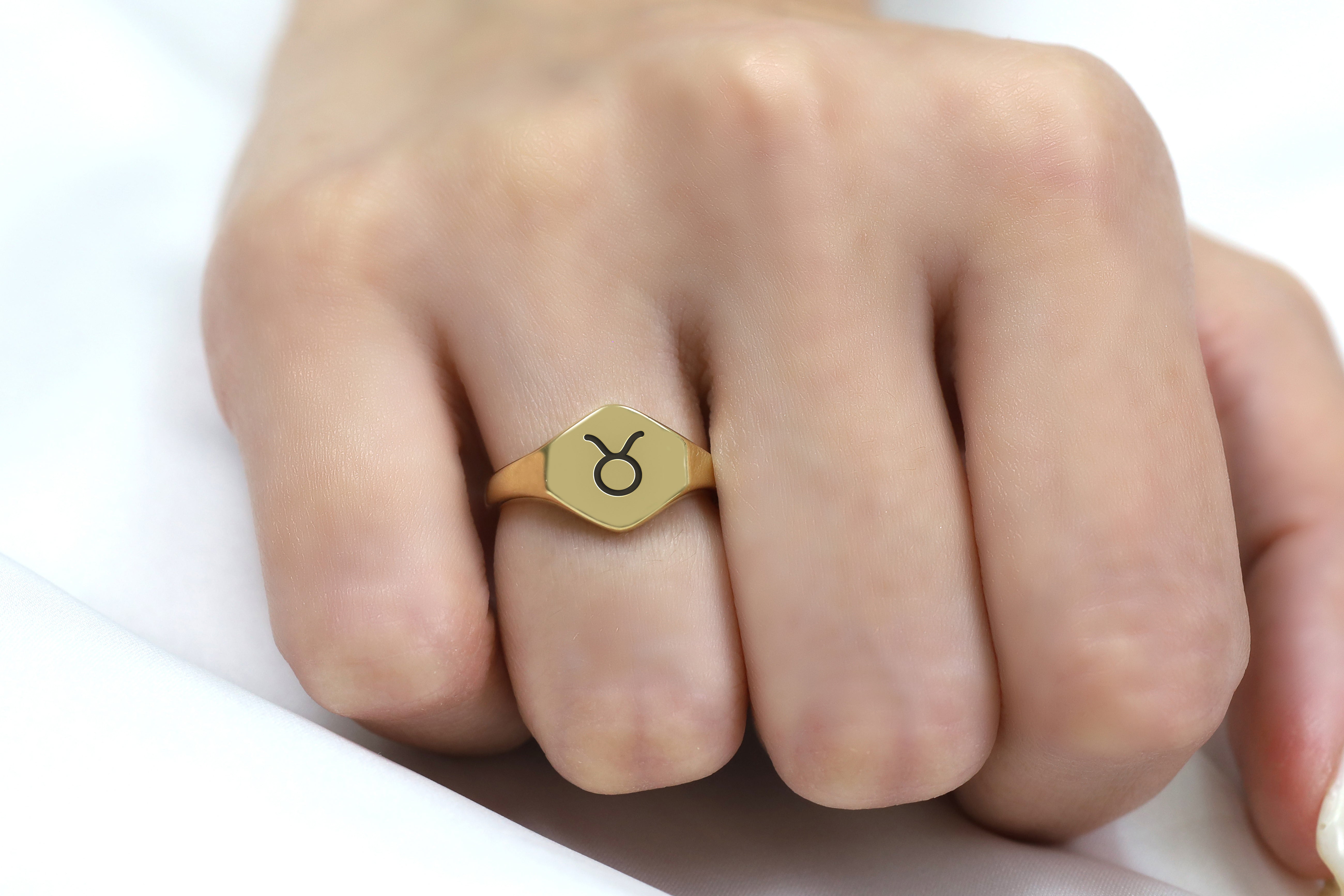 Engraved Taurus Signet Ring