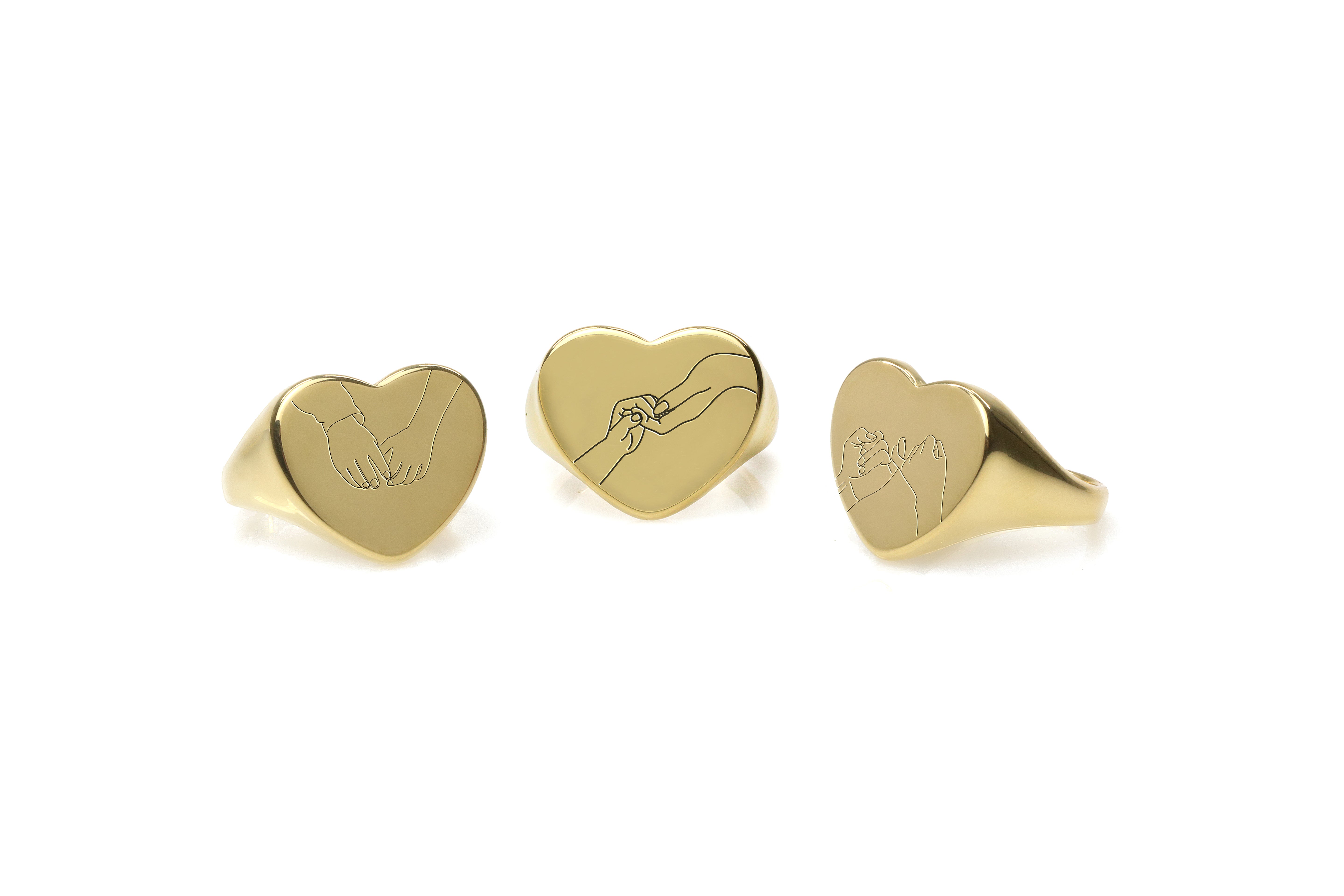 Engraved Hands Line Art Ring