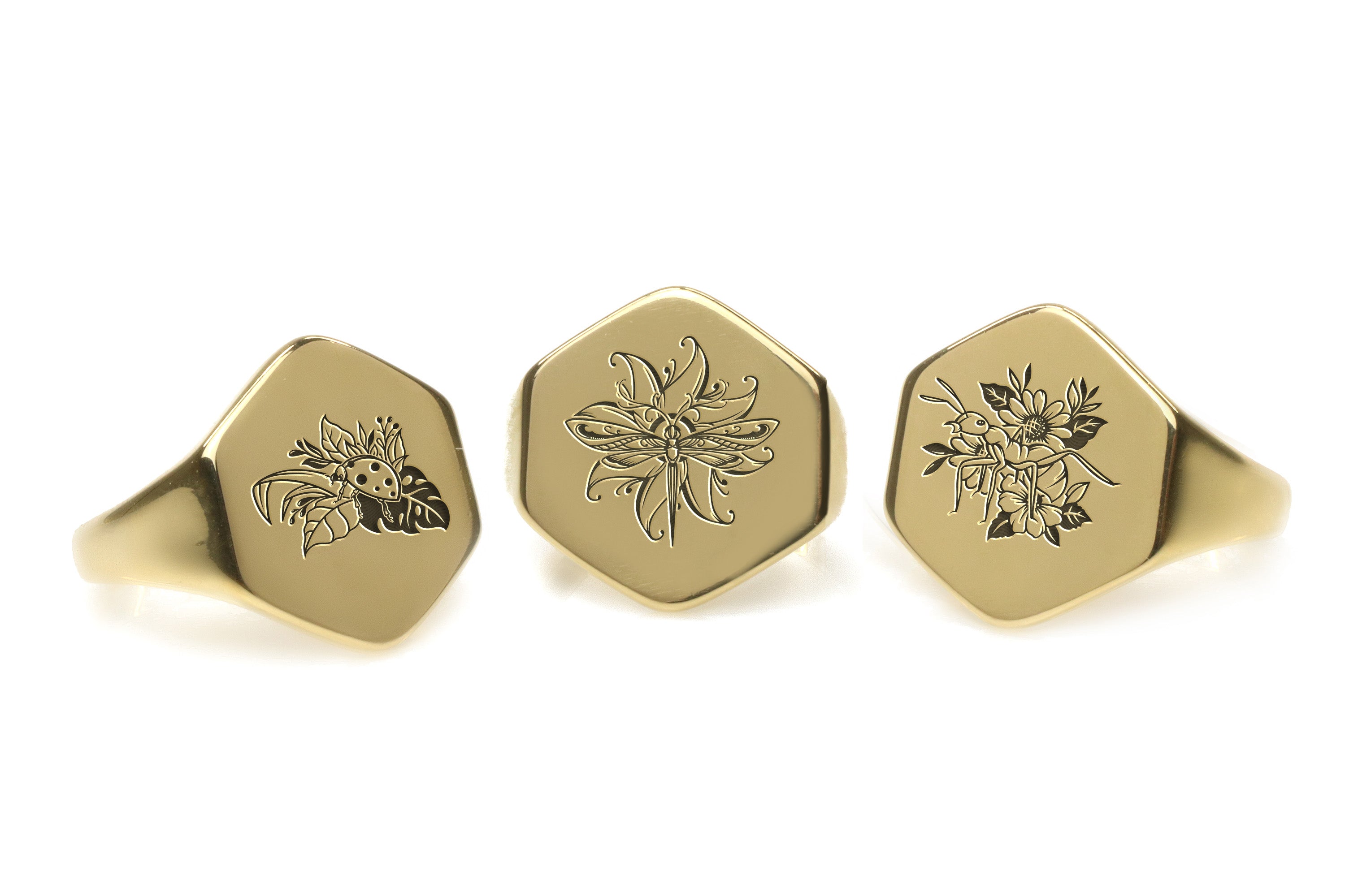 Engraved Dragon Fly Ring