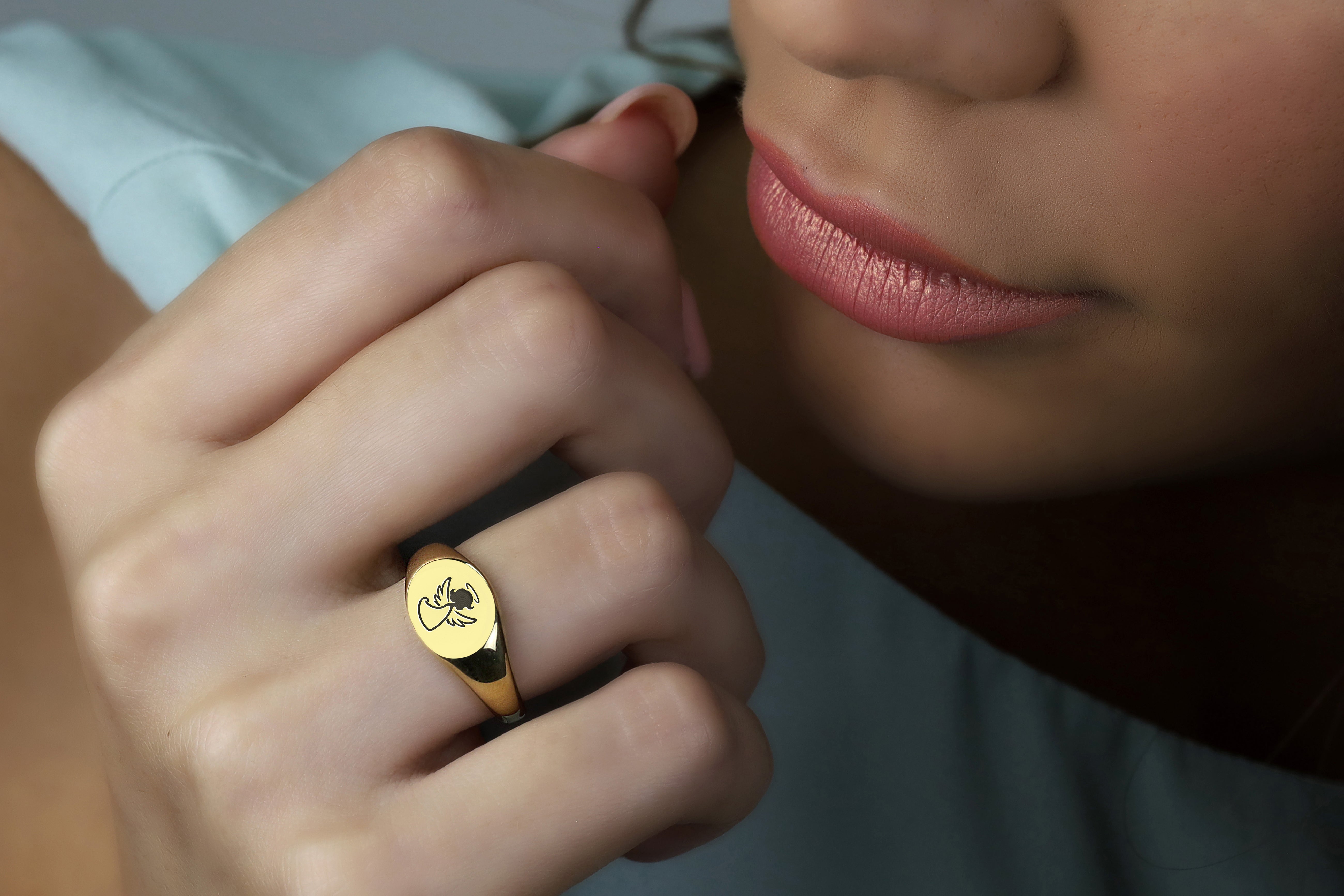 Cute Angel Engraved Ring