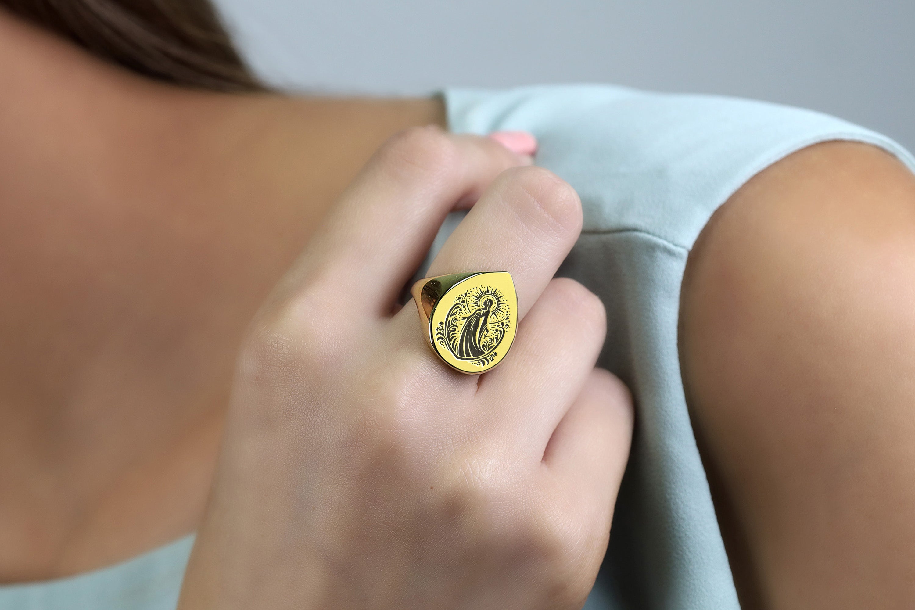24k Gold Virgin Mary Ring