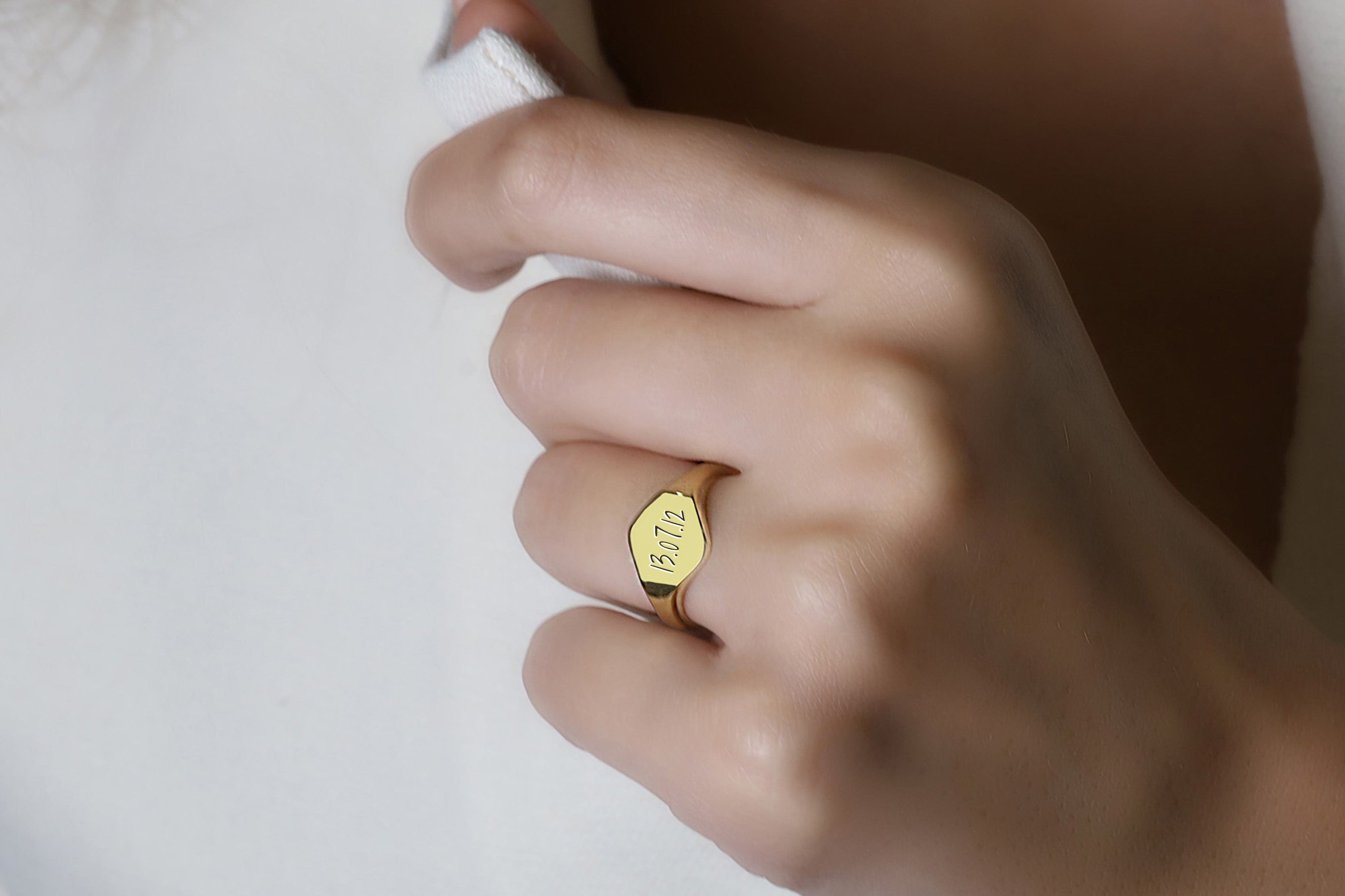 Engraved Date Gold Ring