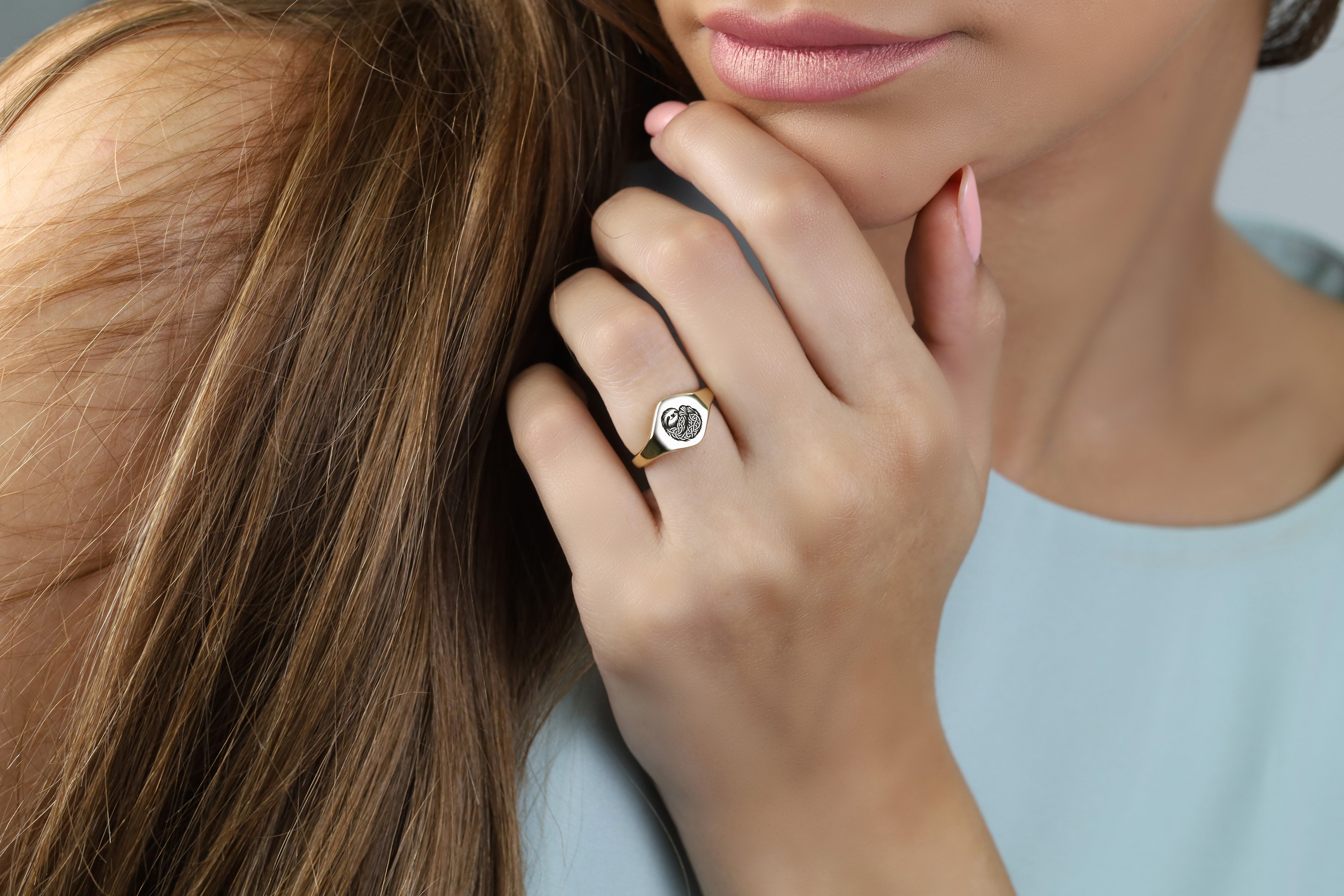Engraved Sloth Signet Ring