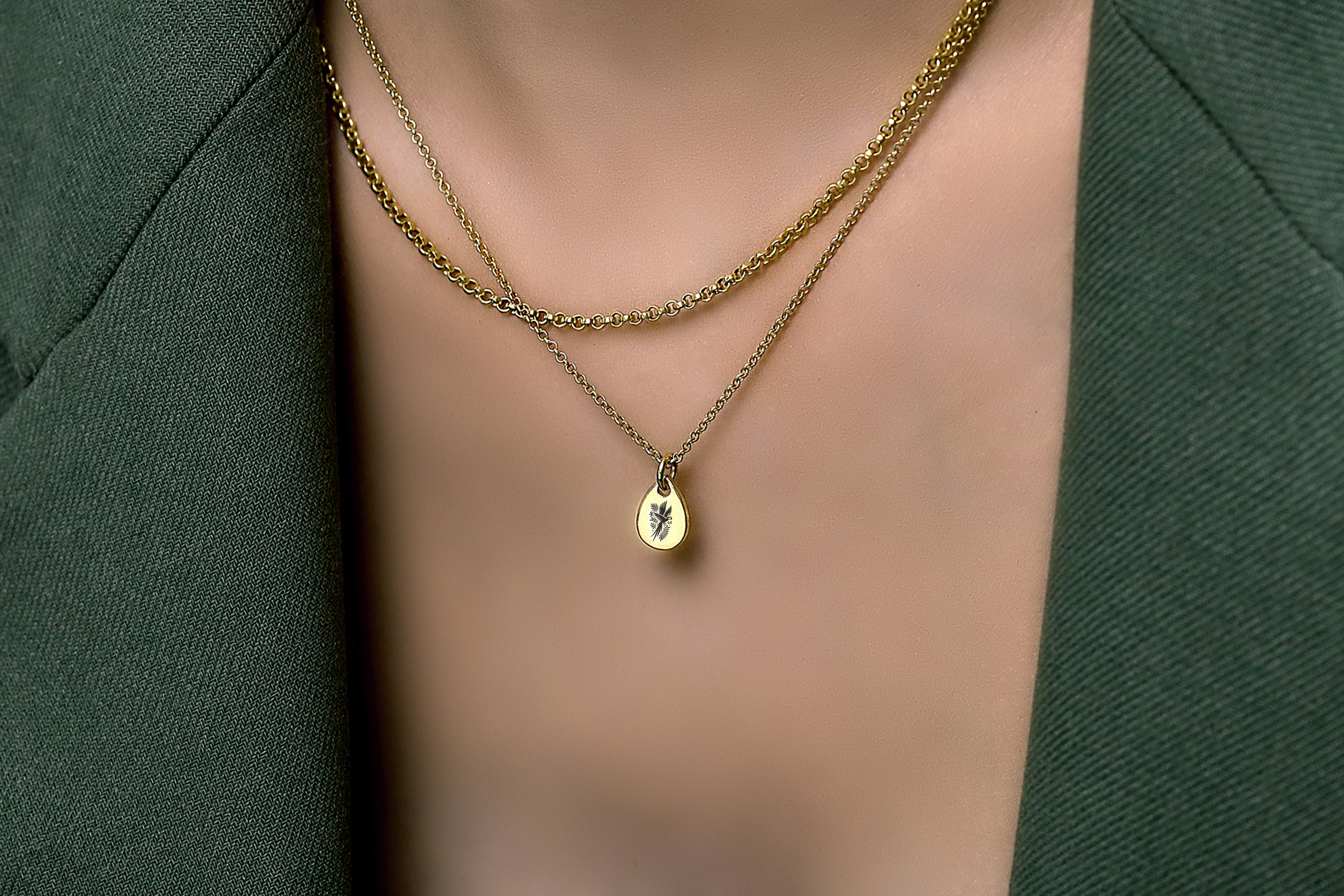 Engraved Macaw Pendant Necklace