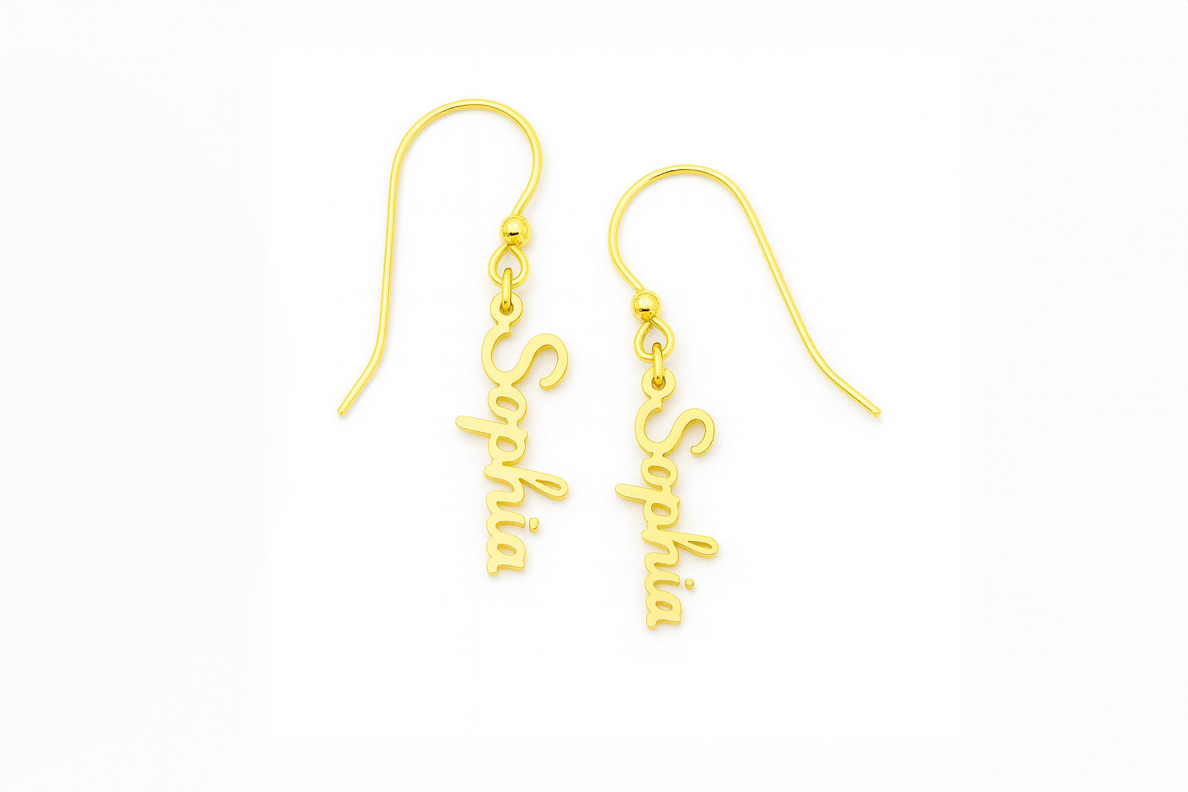 14k Gold Name Dangle Earrings