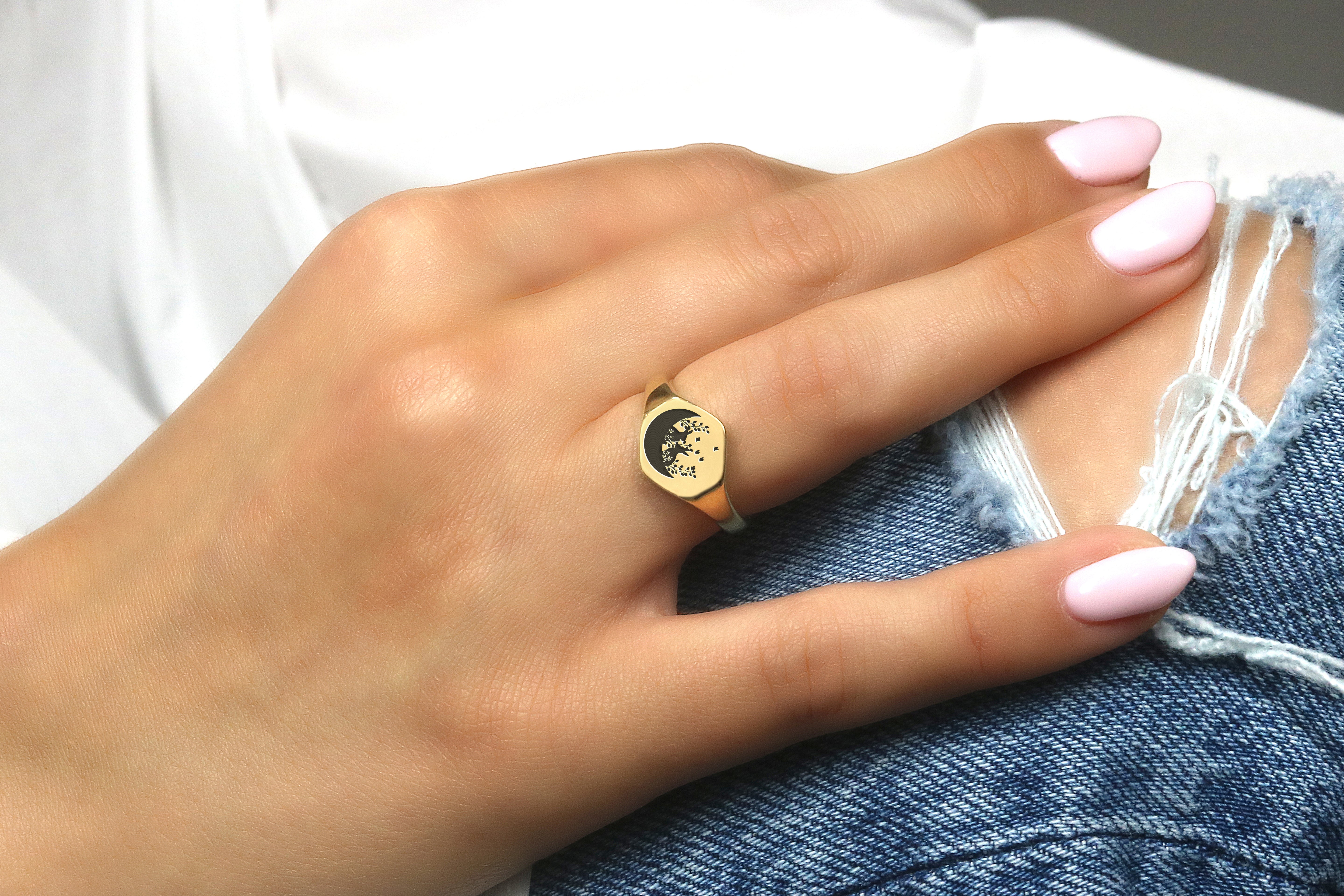 Cute Rabbit Engraving Ring