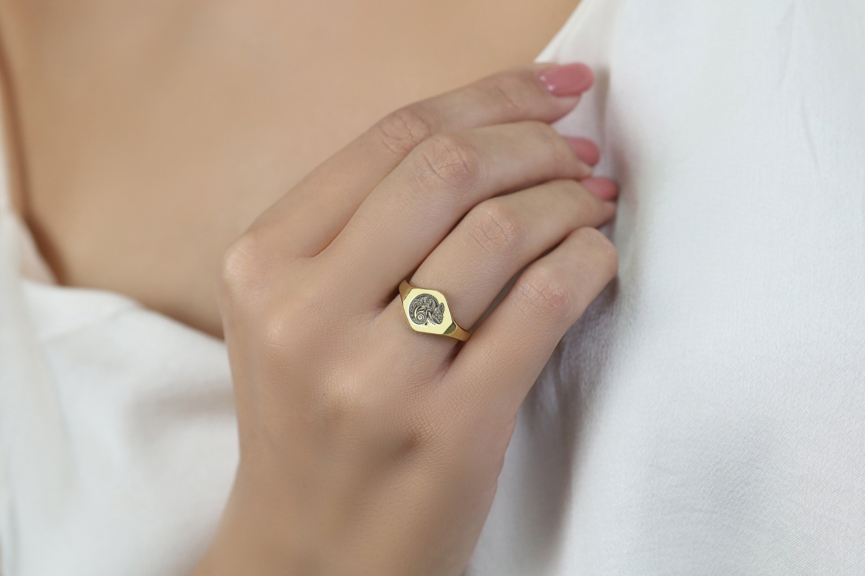 Custom Chameleon Signet Ring