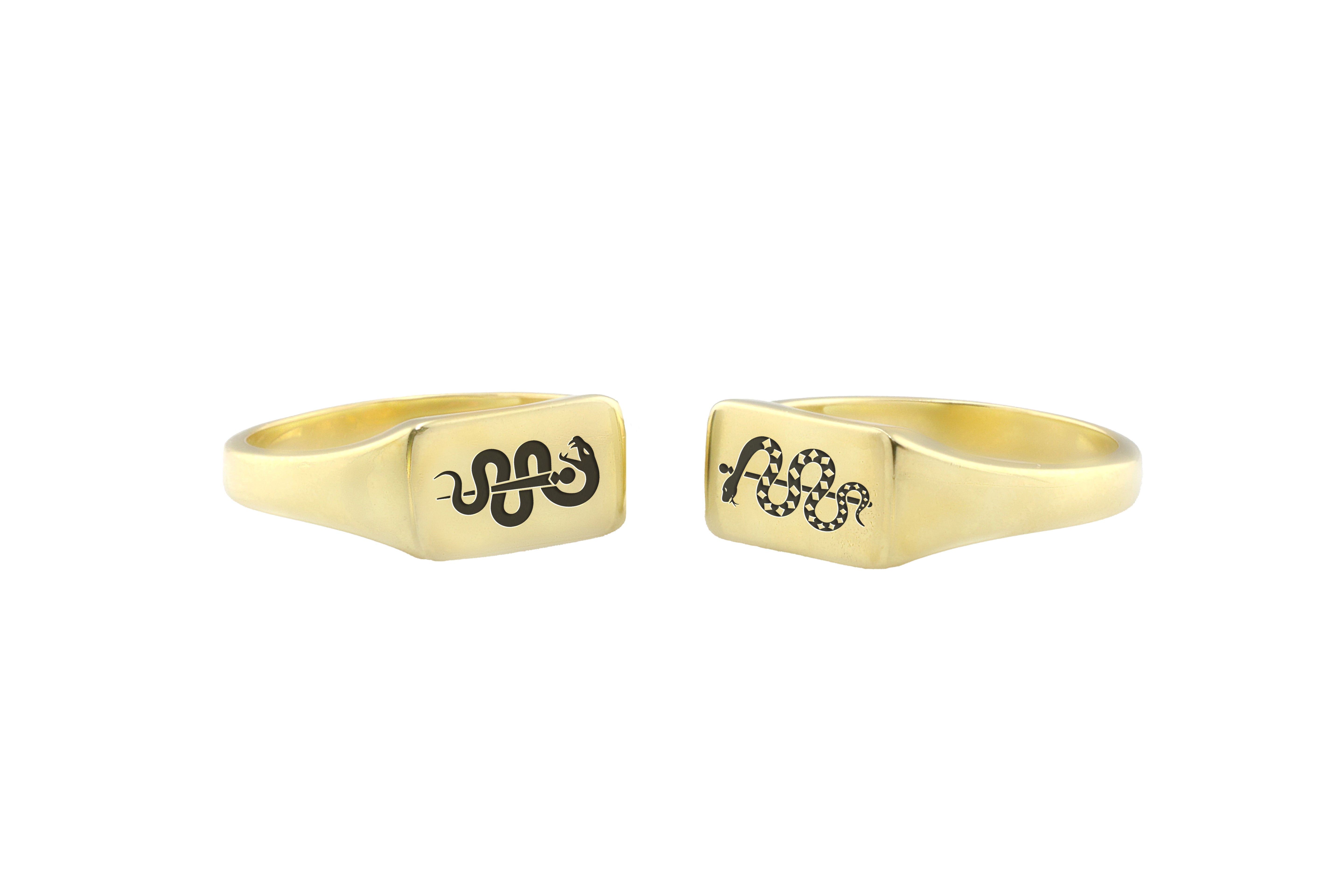 Snake Engraving Rectangle Ring