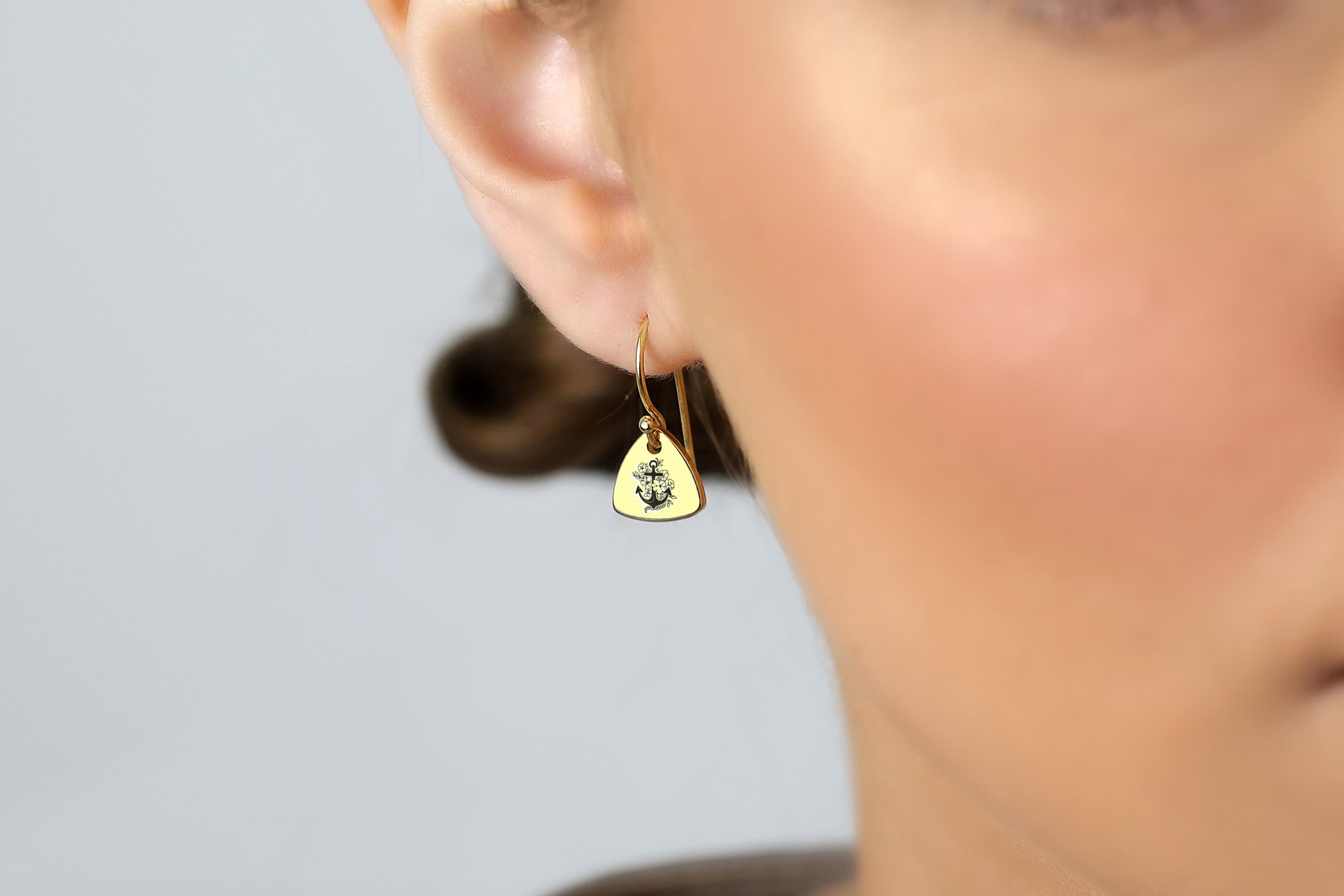 14k Gold Anchor Earrings