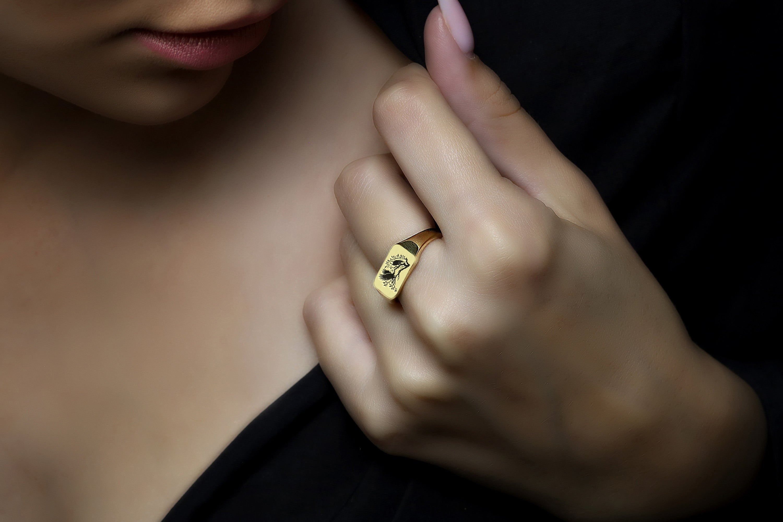 Gold Eagle Signet Ring