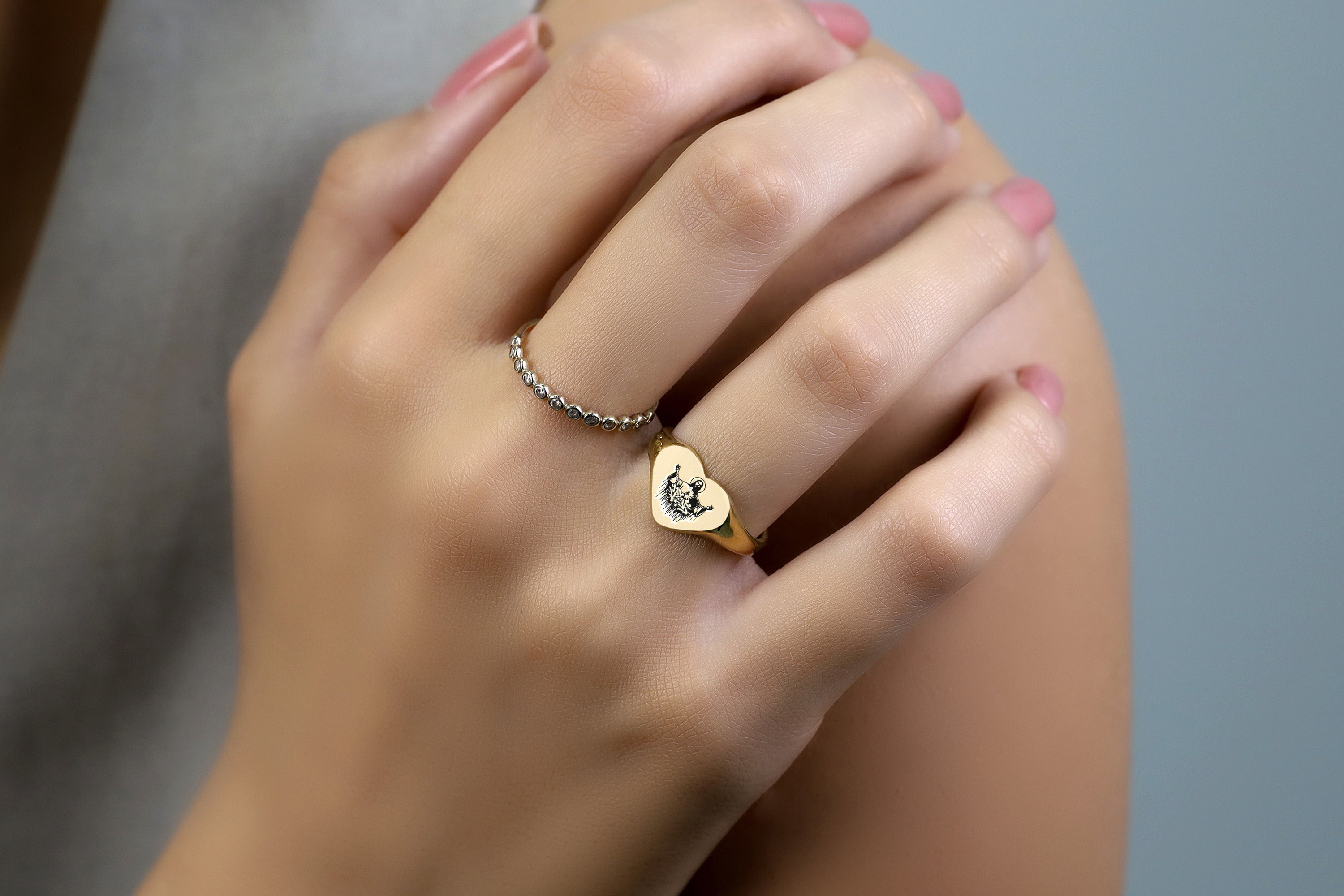 Engraved Jesus Signet Ring