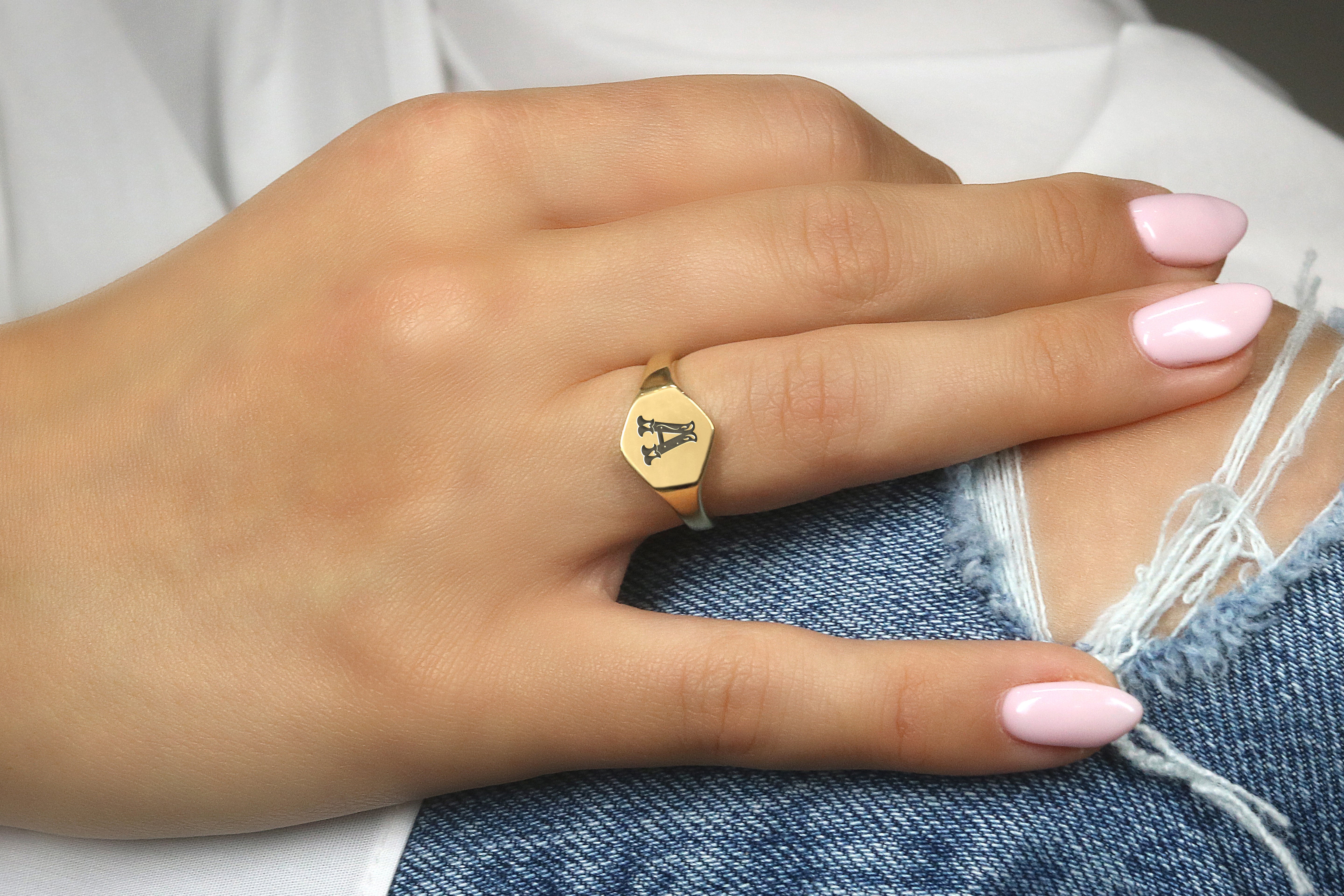 14k Gold Letter Ring