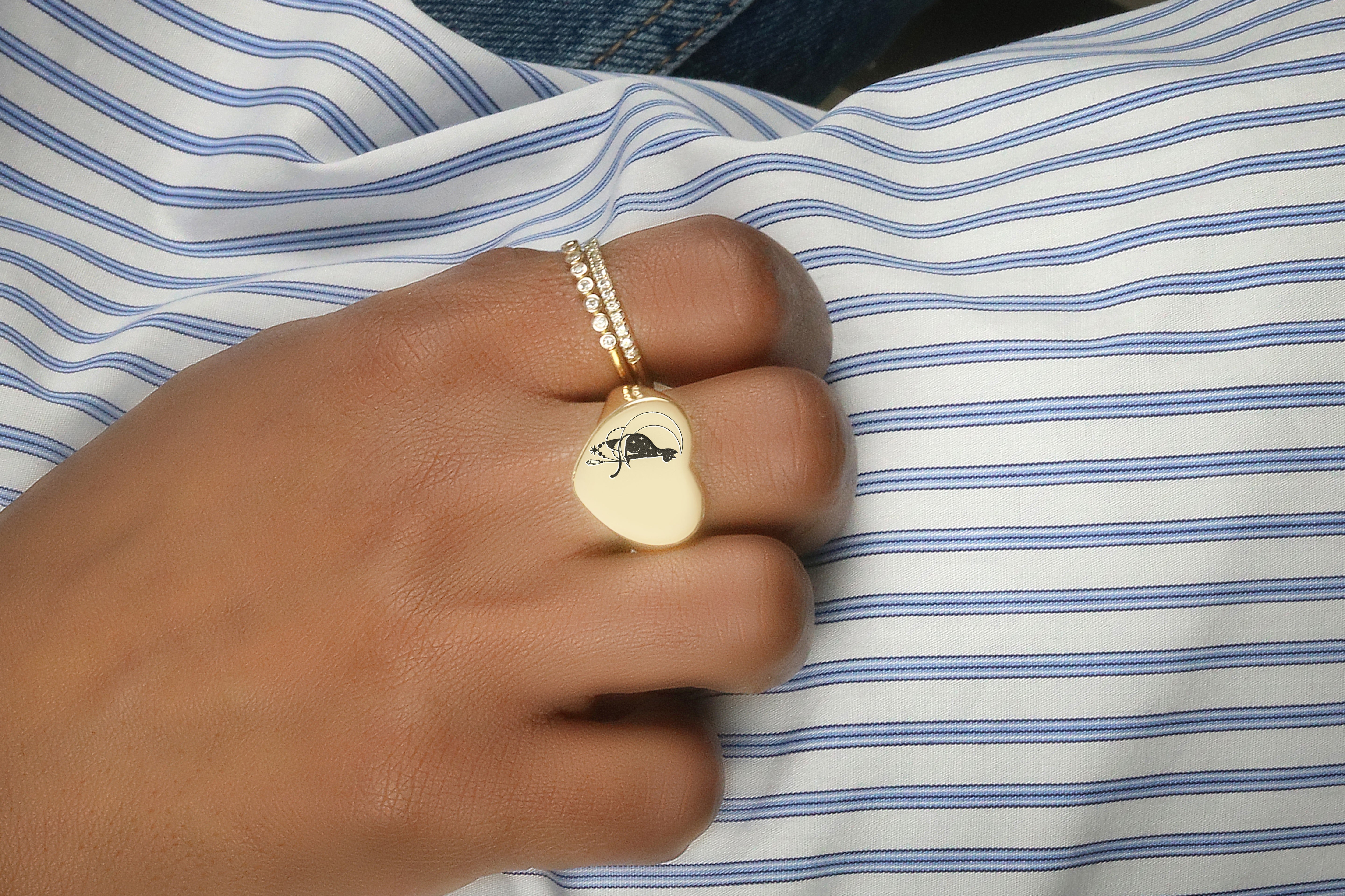 Engraved Sphynx Cat Ring