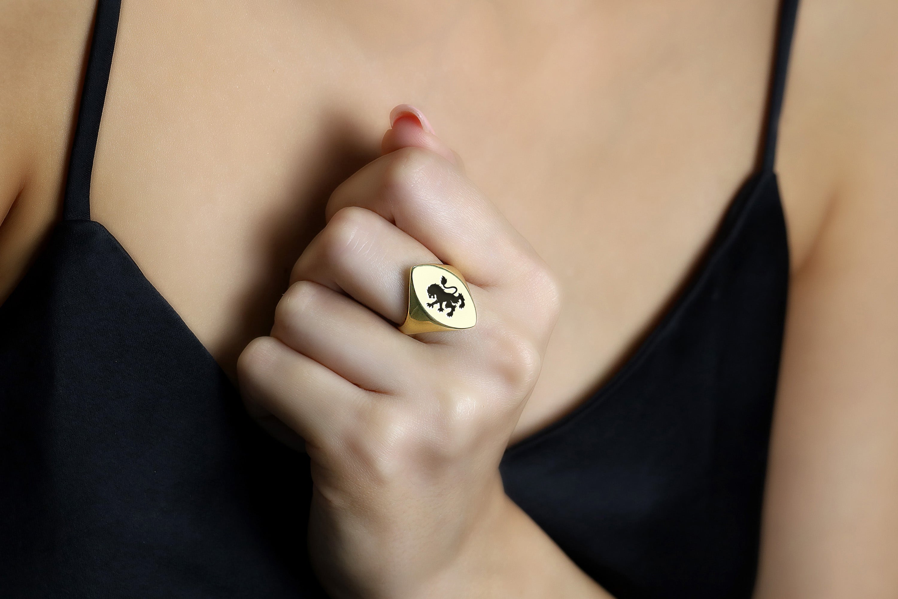 Gold Lion Signet Ring