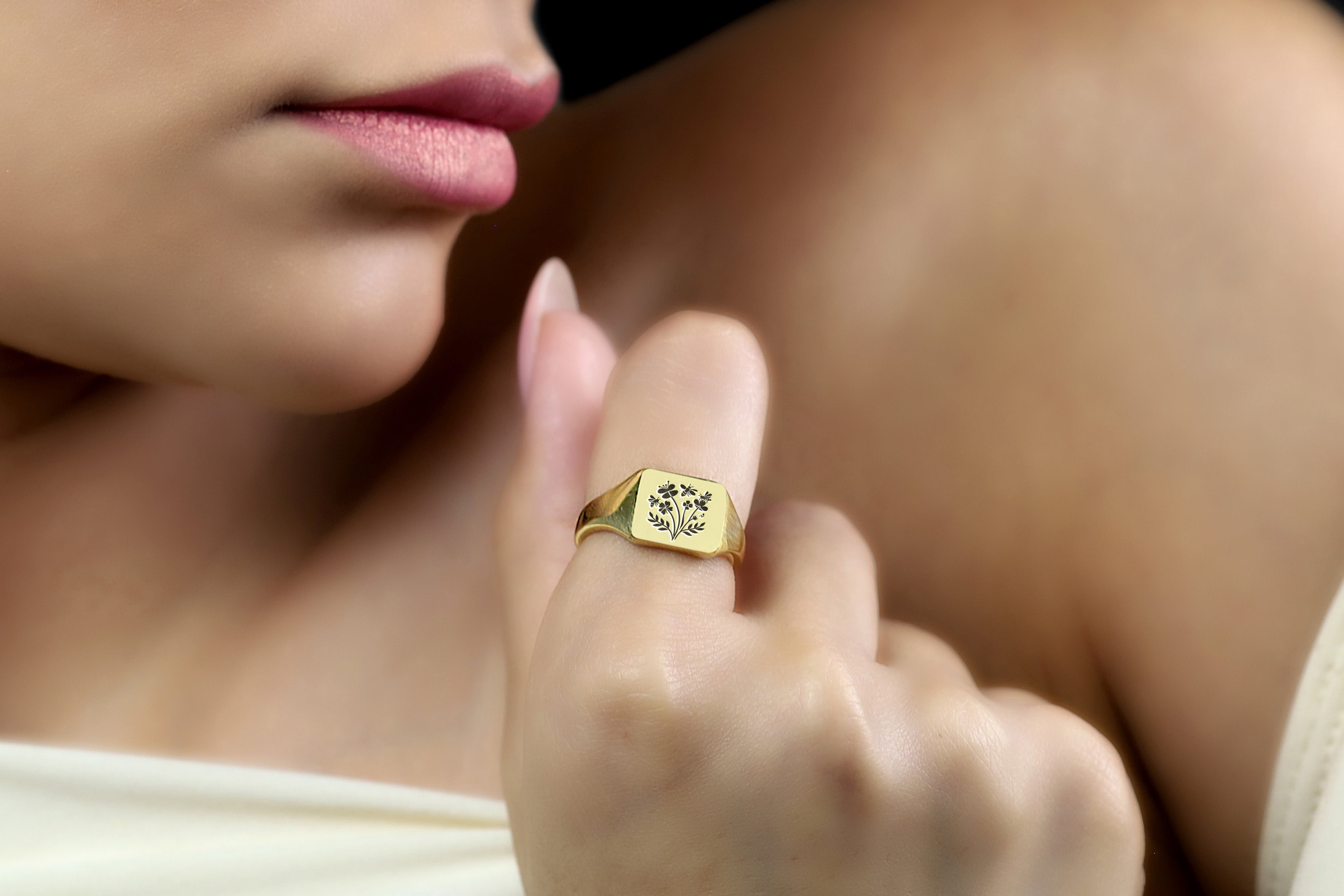 24k Gold Bee Signet Ring