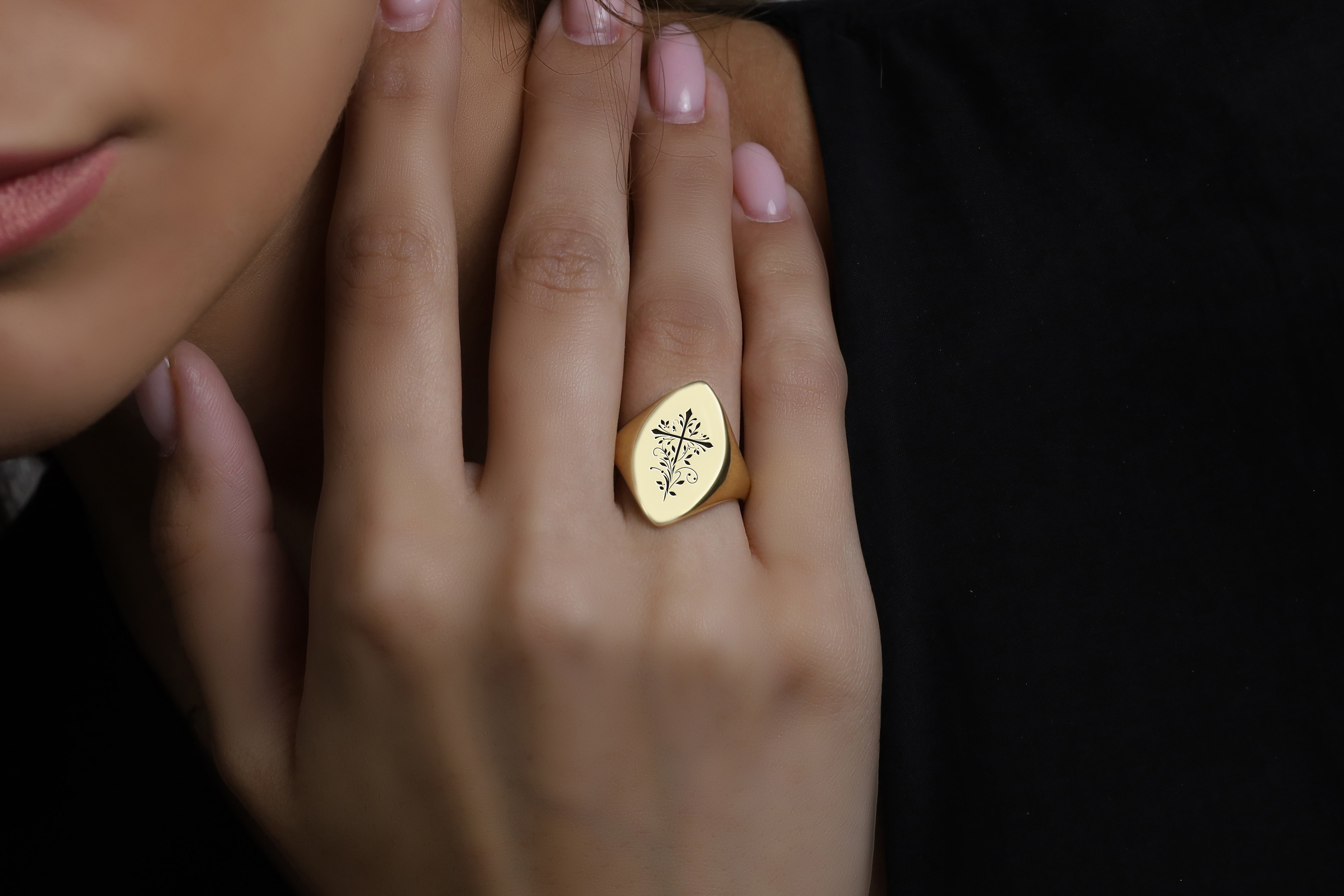 Engraved Christianity Signet Ring
