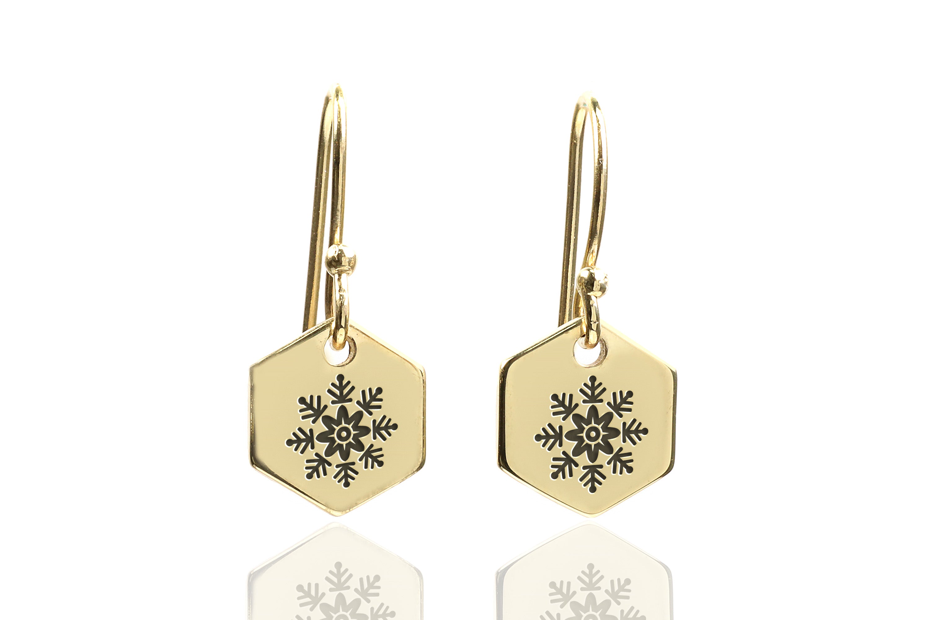 Snowflake Hexagon Earrings