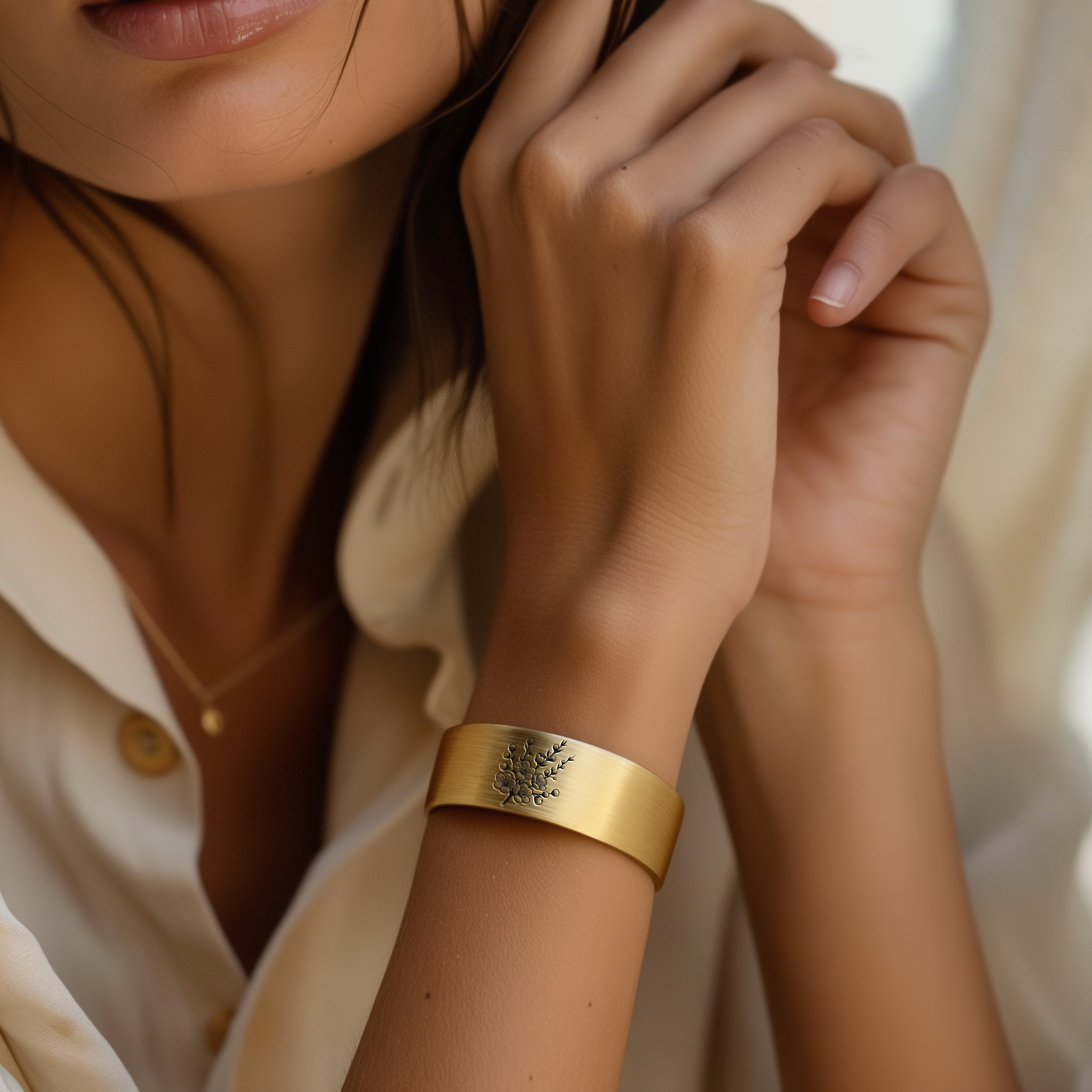 Open Cuff Cherry Blossom Bracelet