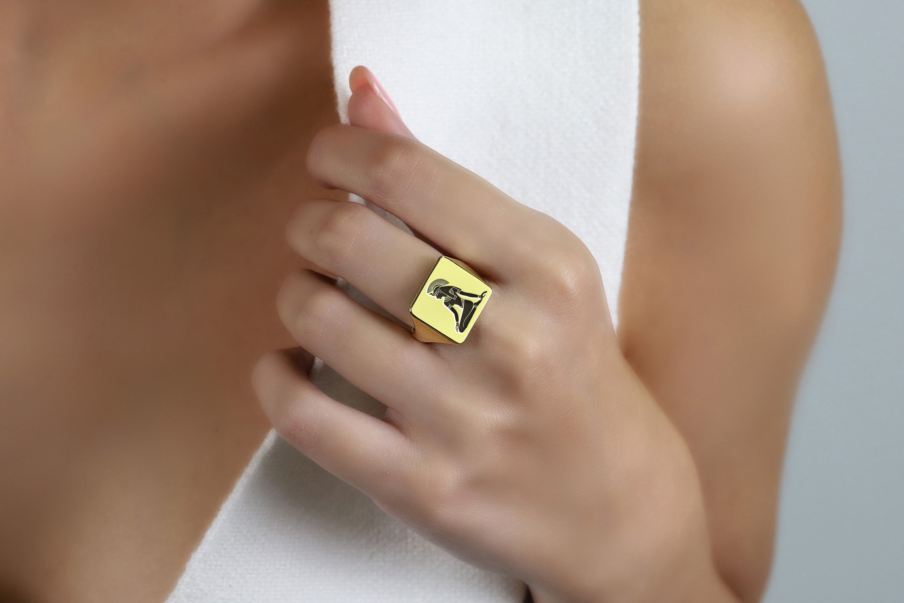 14k Gold Pharaoh Signet Ring