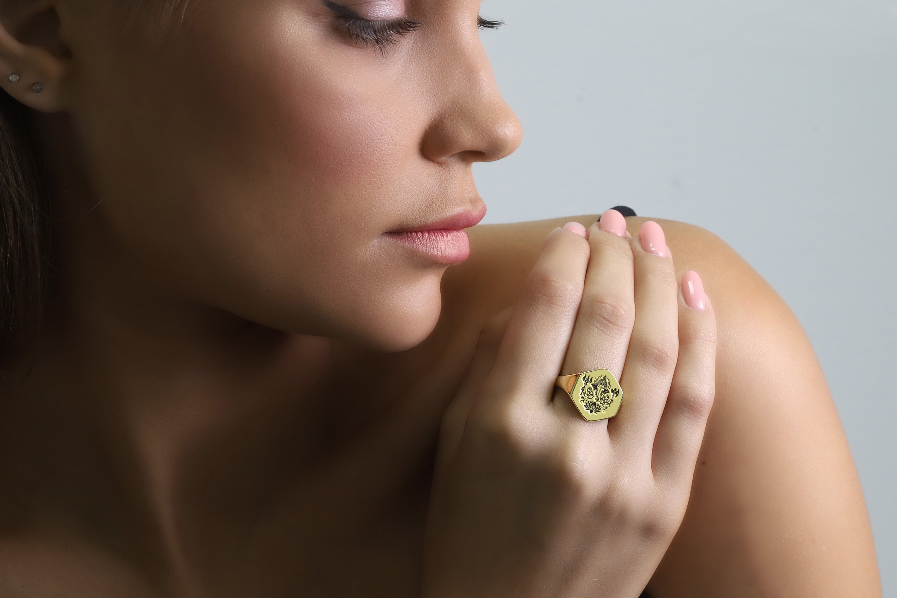 14k Gold Ganesh Signet Ring