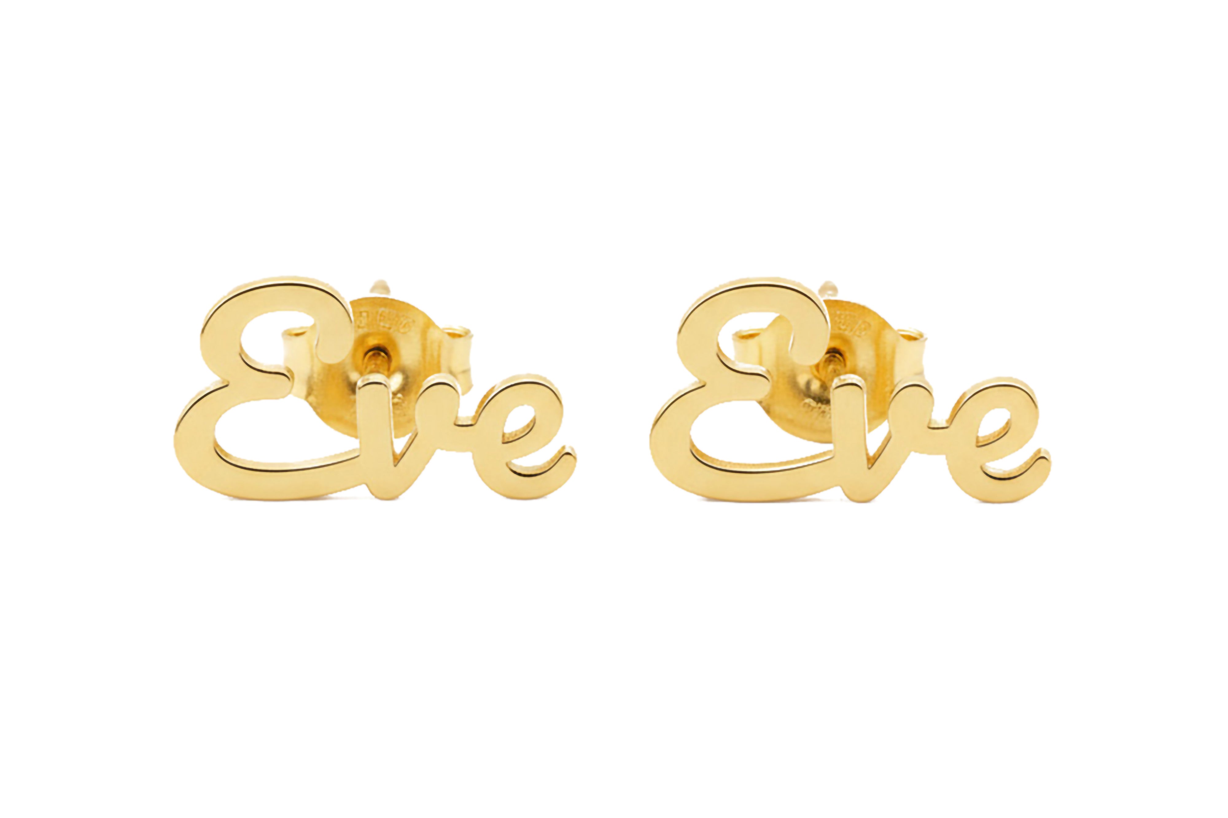 Handmade Gold Text Studs