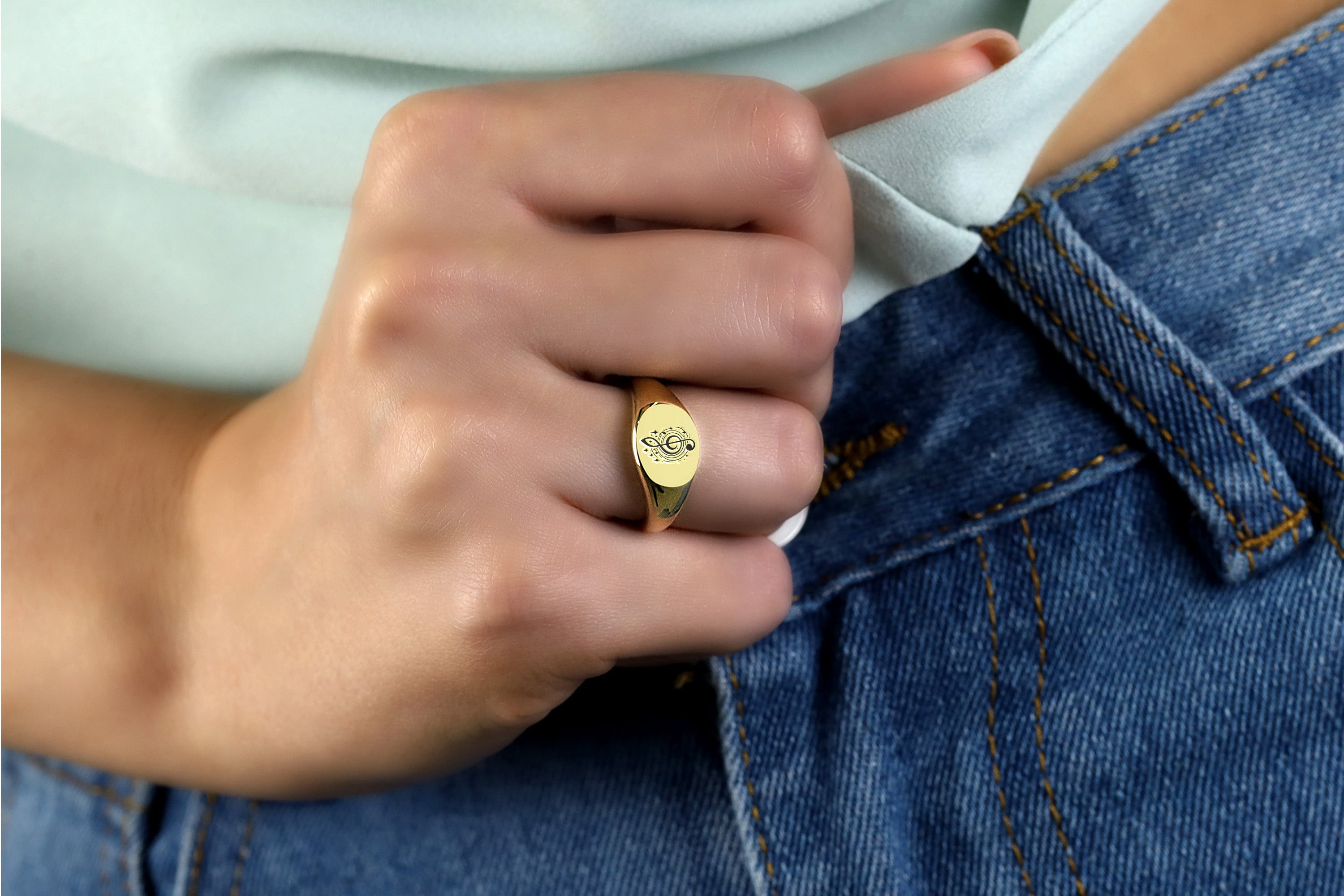 Music Note Engraved Ring