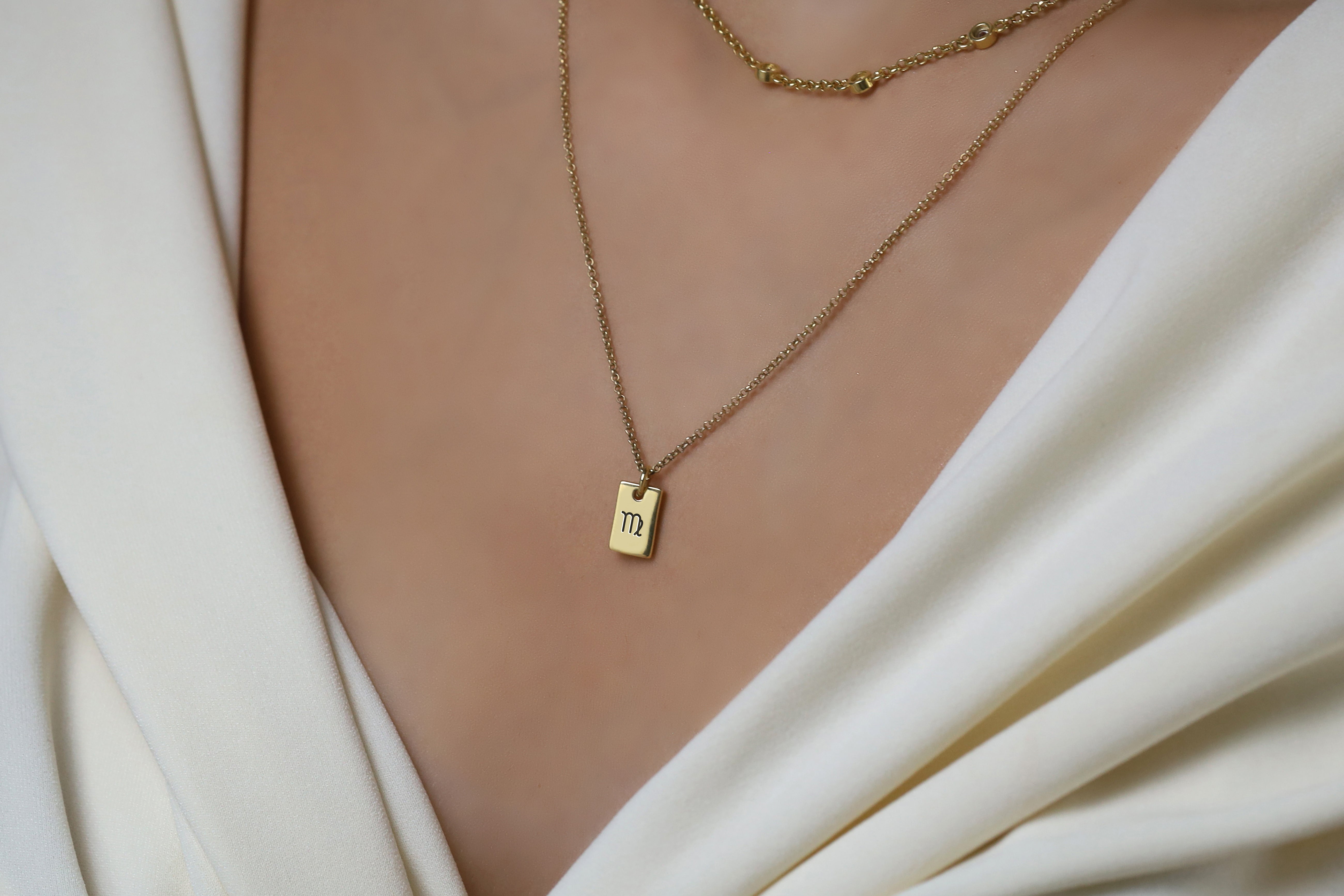 Engraved Virgo Pendant Necklace