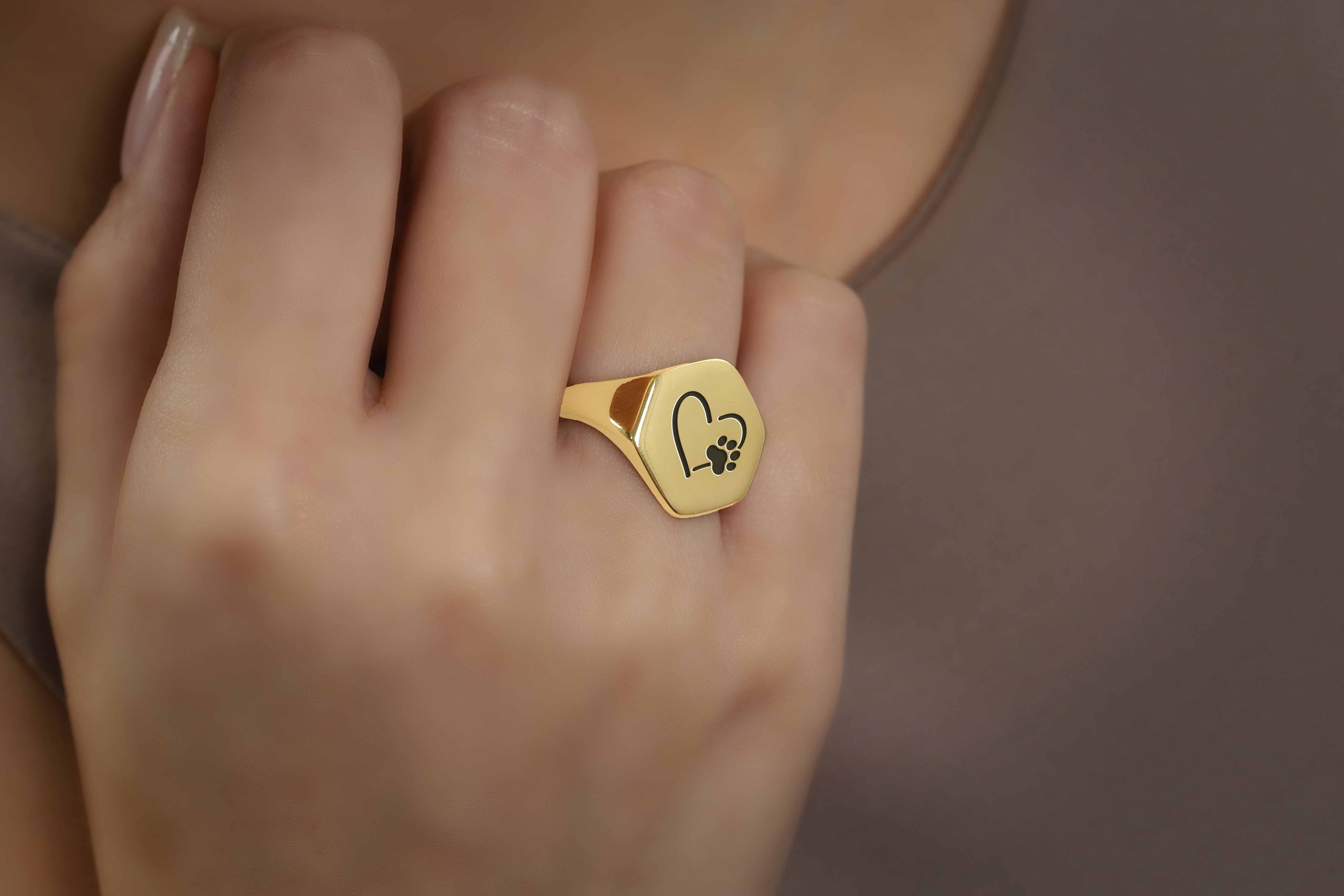 Dog Paw Engraved Ring