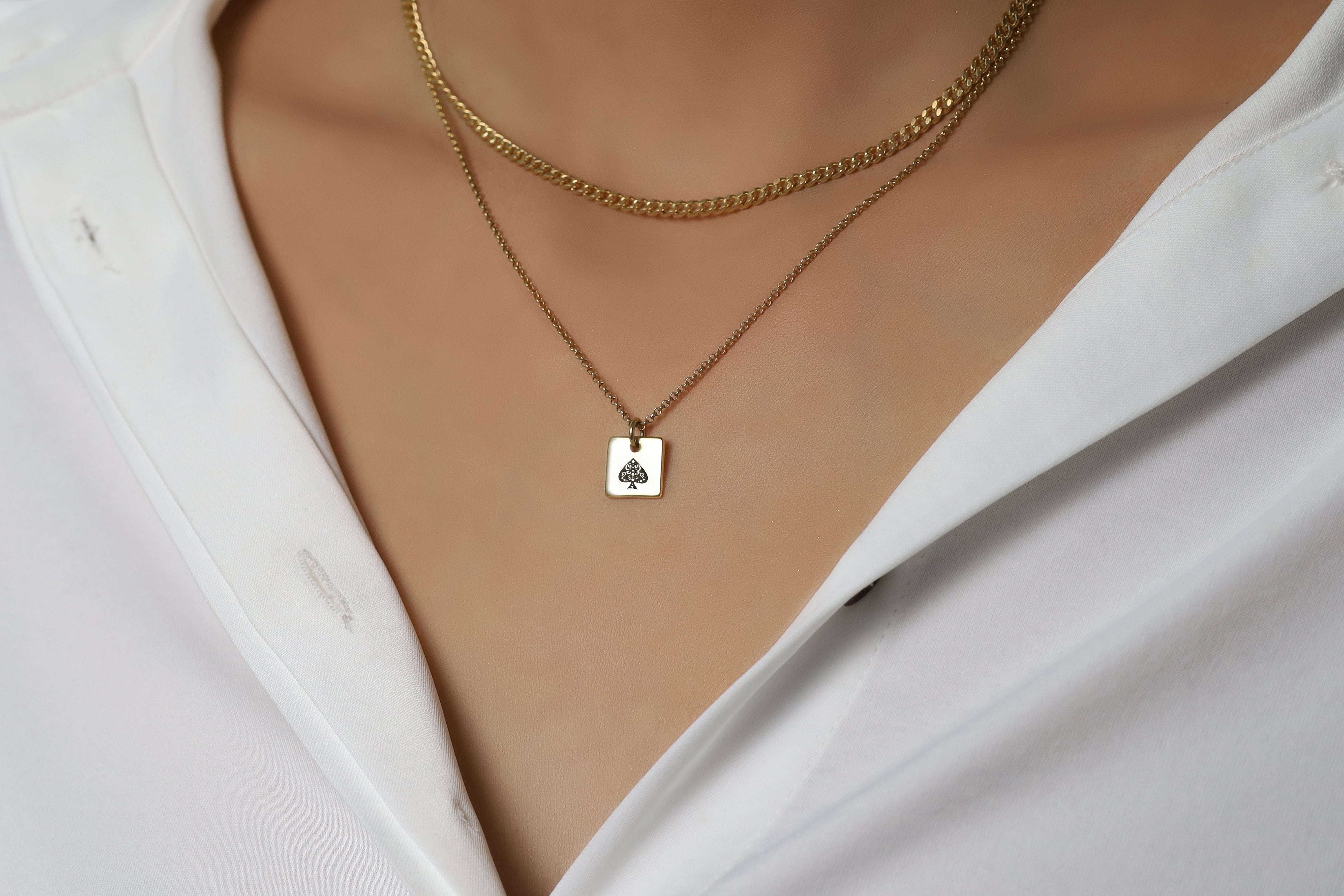 14k Gold Poker Spade Necklace