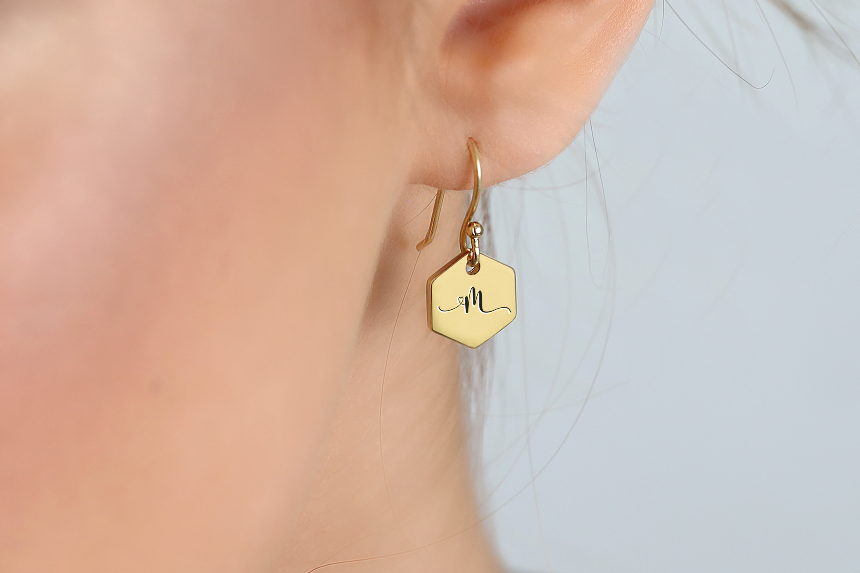 Engraved Name Initial Earrings