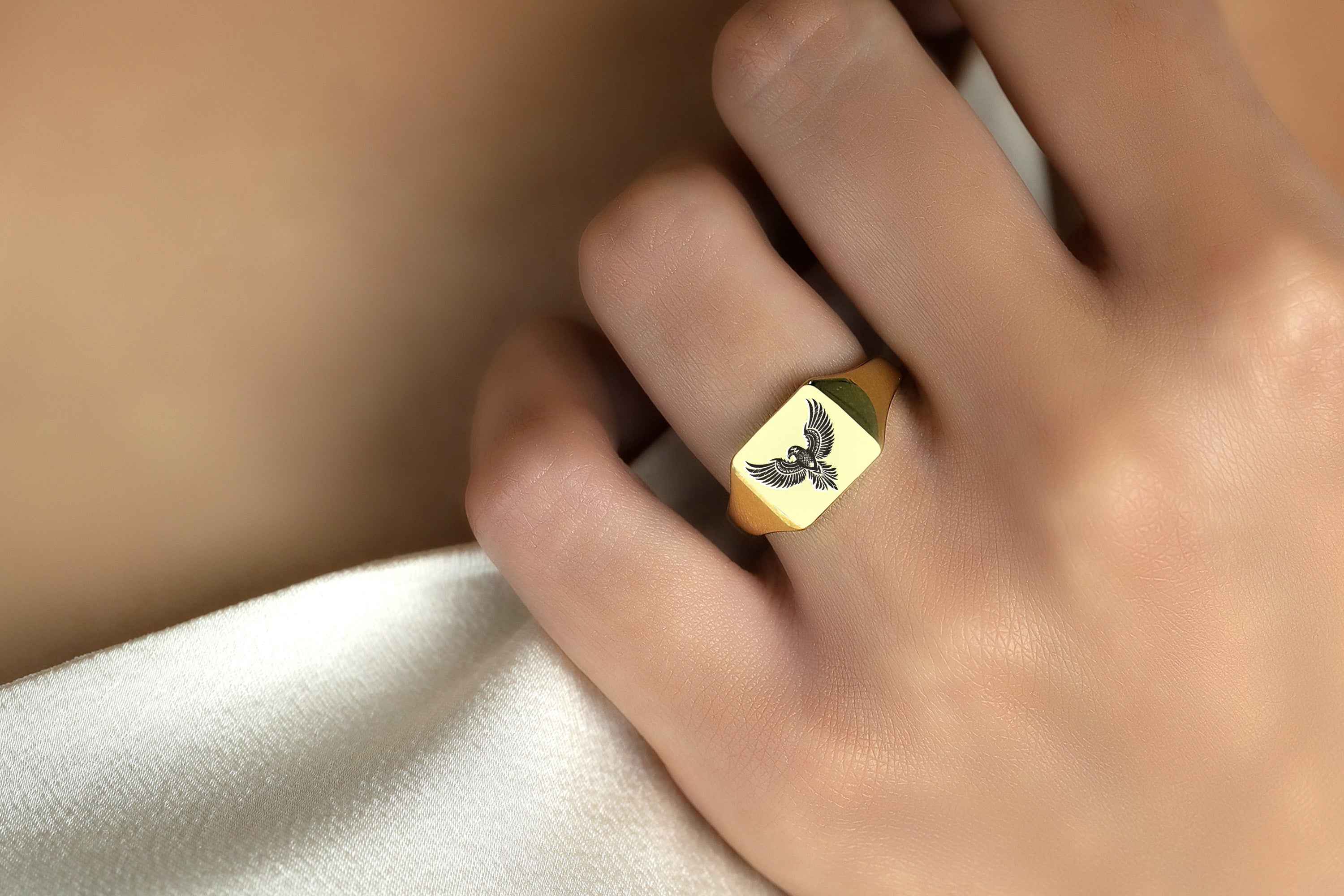 Engraved Eagle Ring