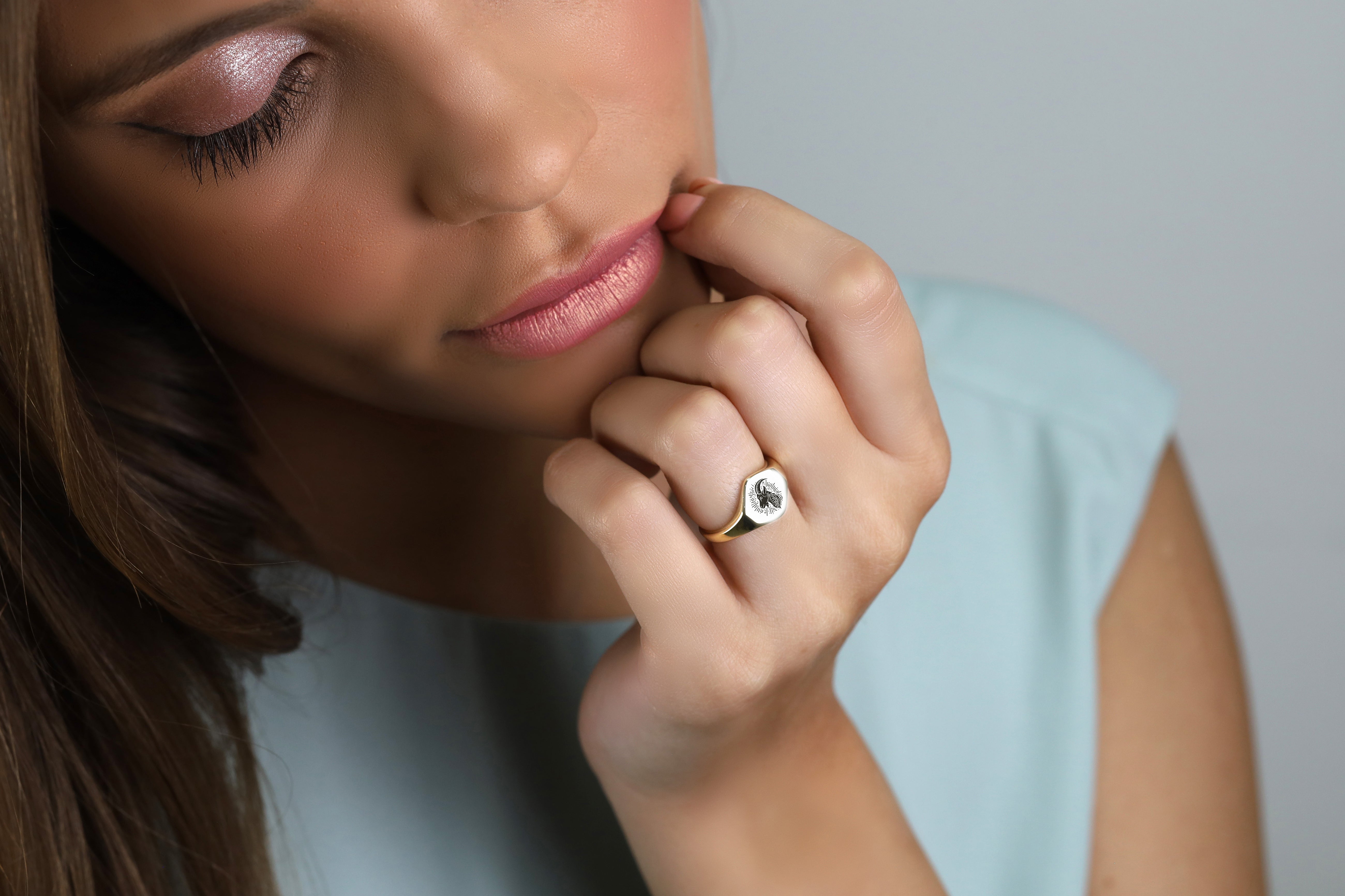 14k Gold Goat Signet Ring