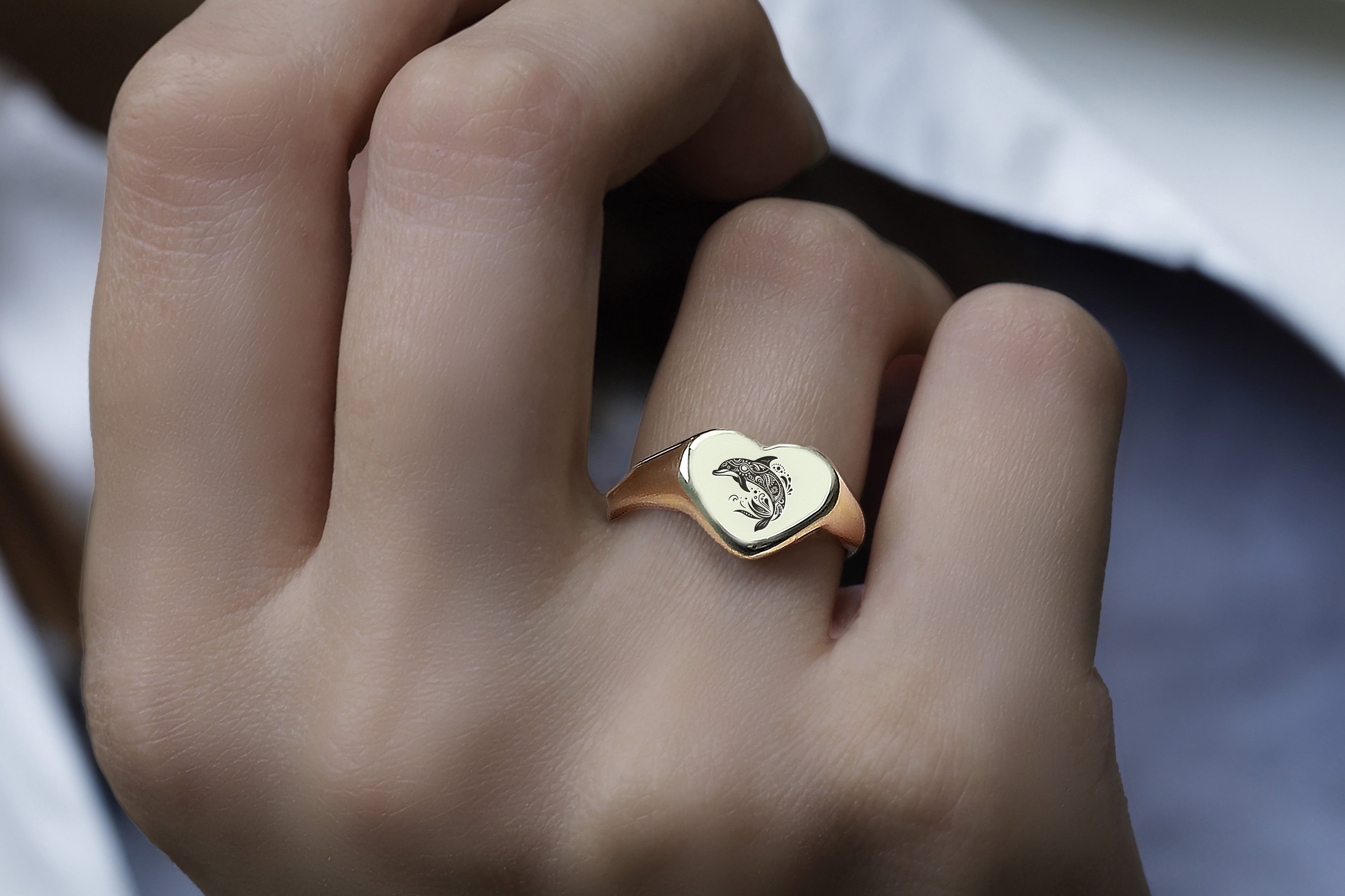Custom Dolphin Signet Ring
