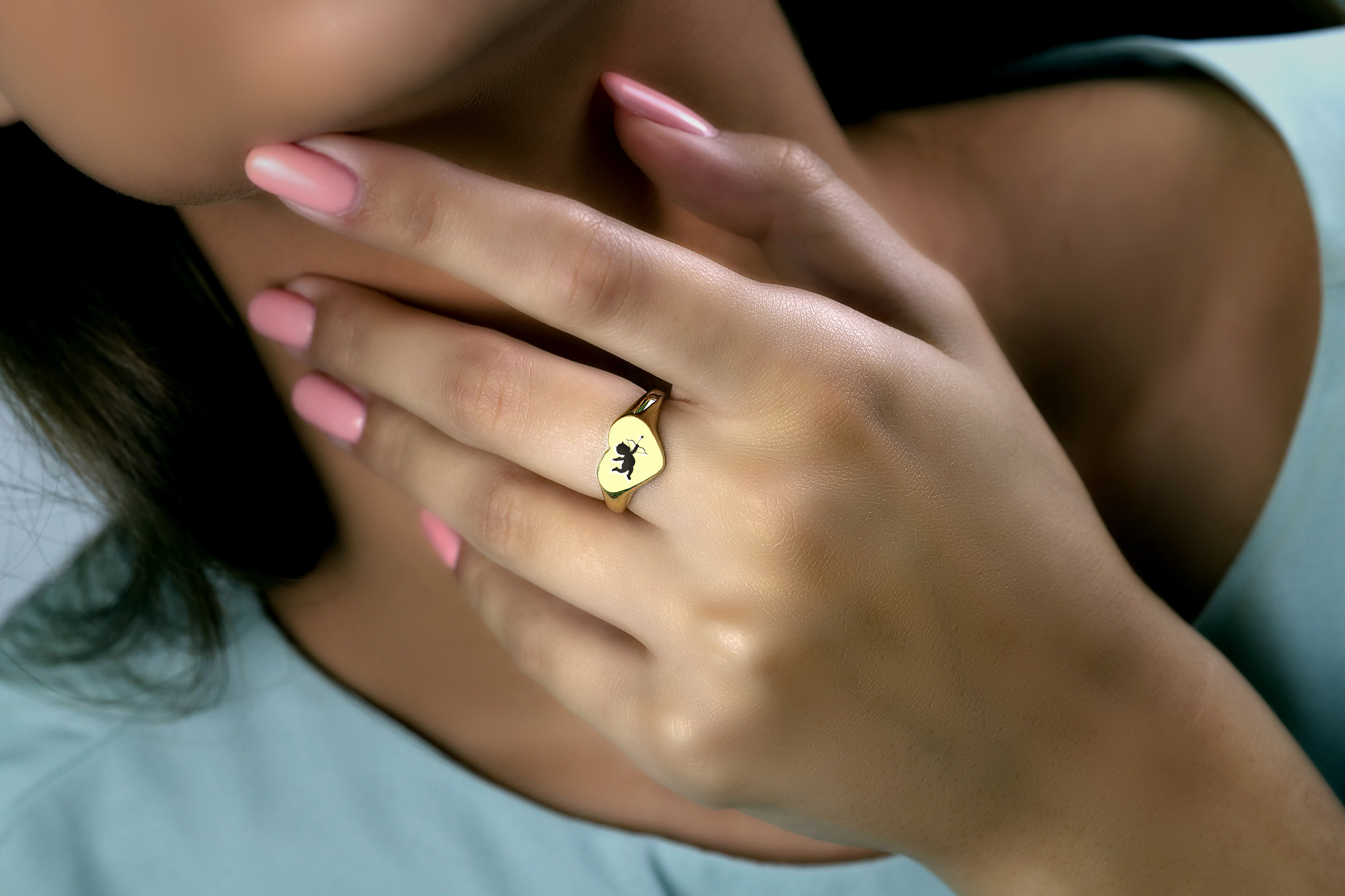 Engraved Cupid Ring