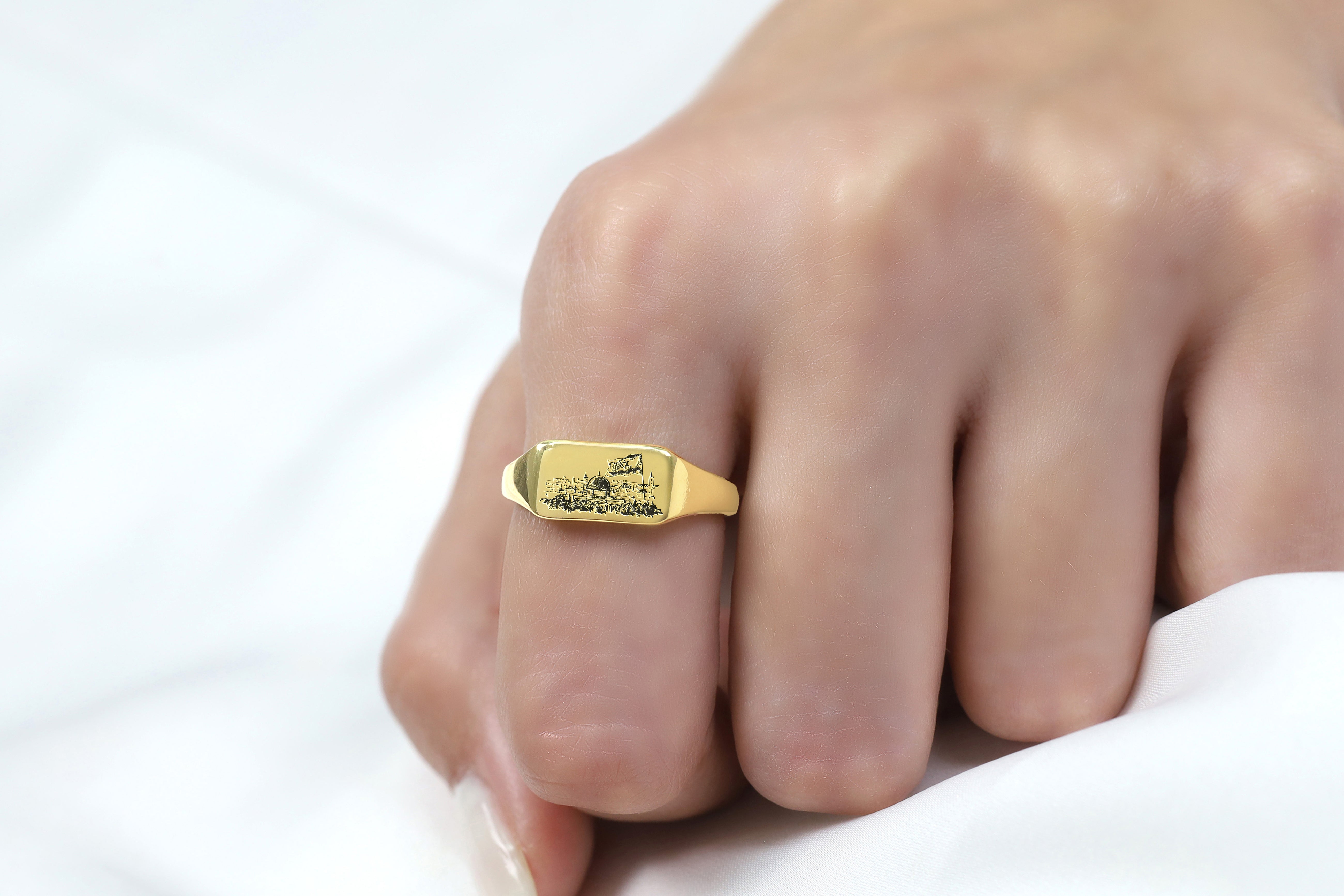 Jerusalem Gold Signet Ring