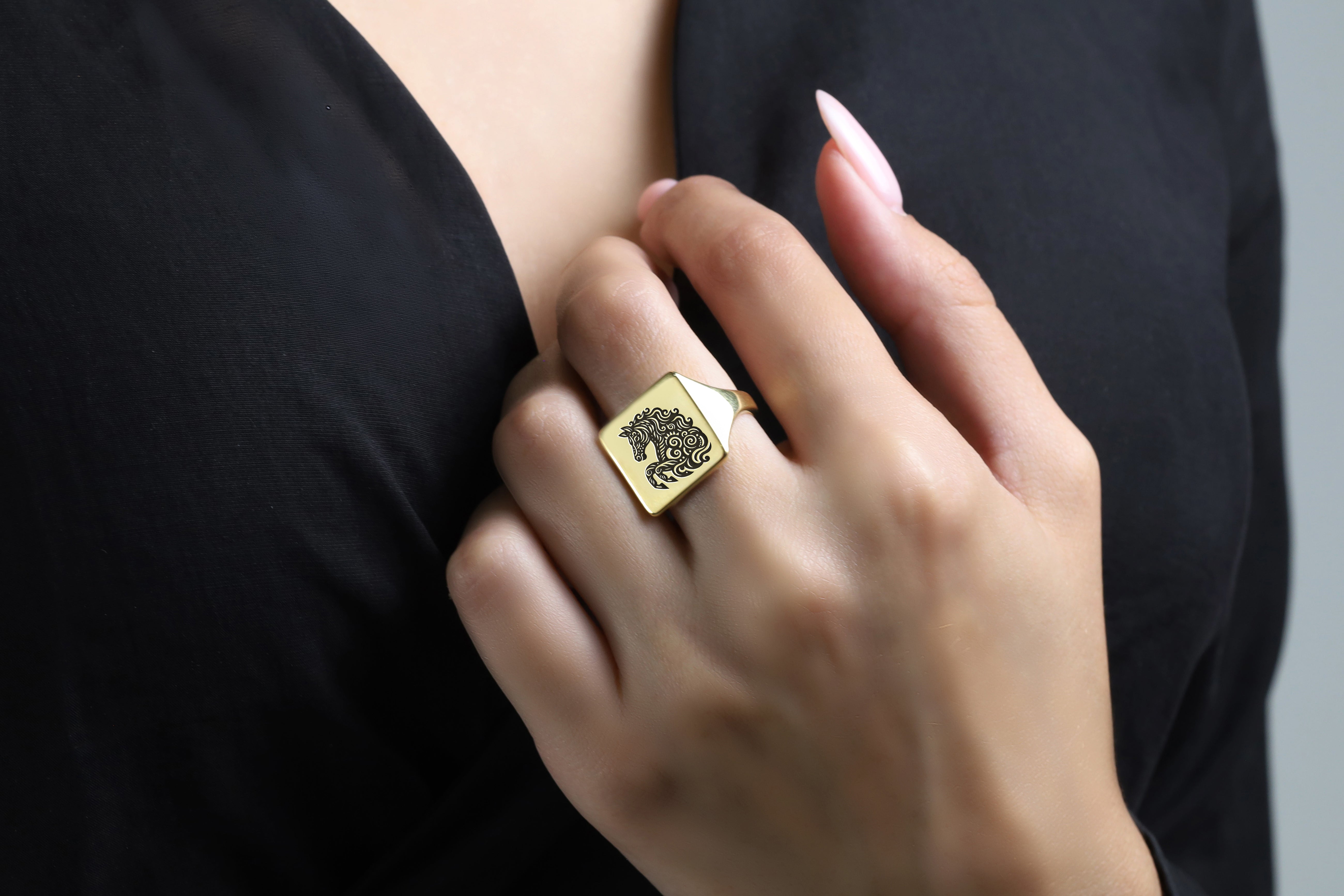 Tribal Horse Signet Ring