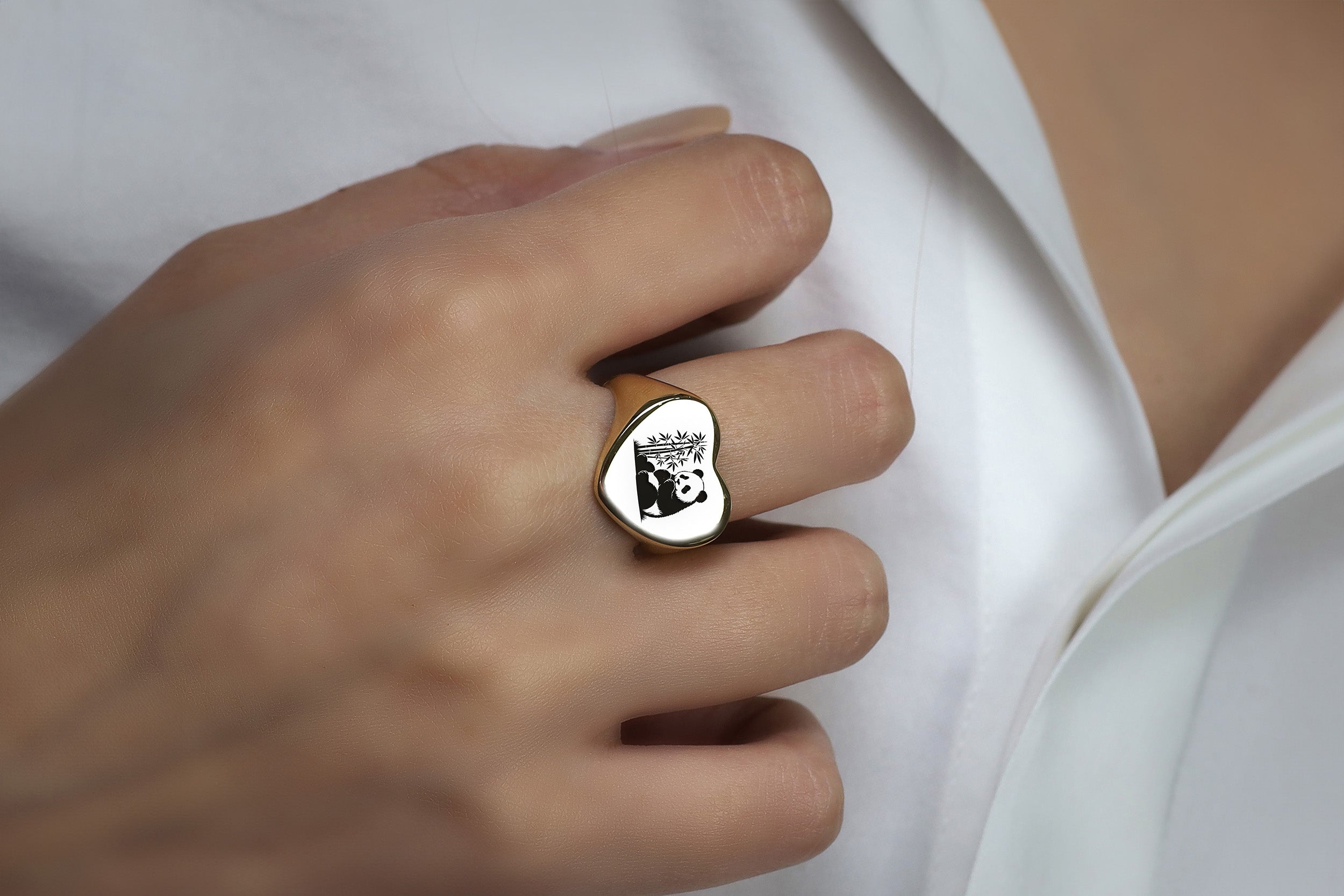 Cute Heart Shaped Panda Ring
