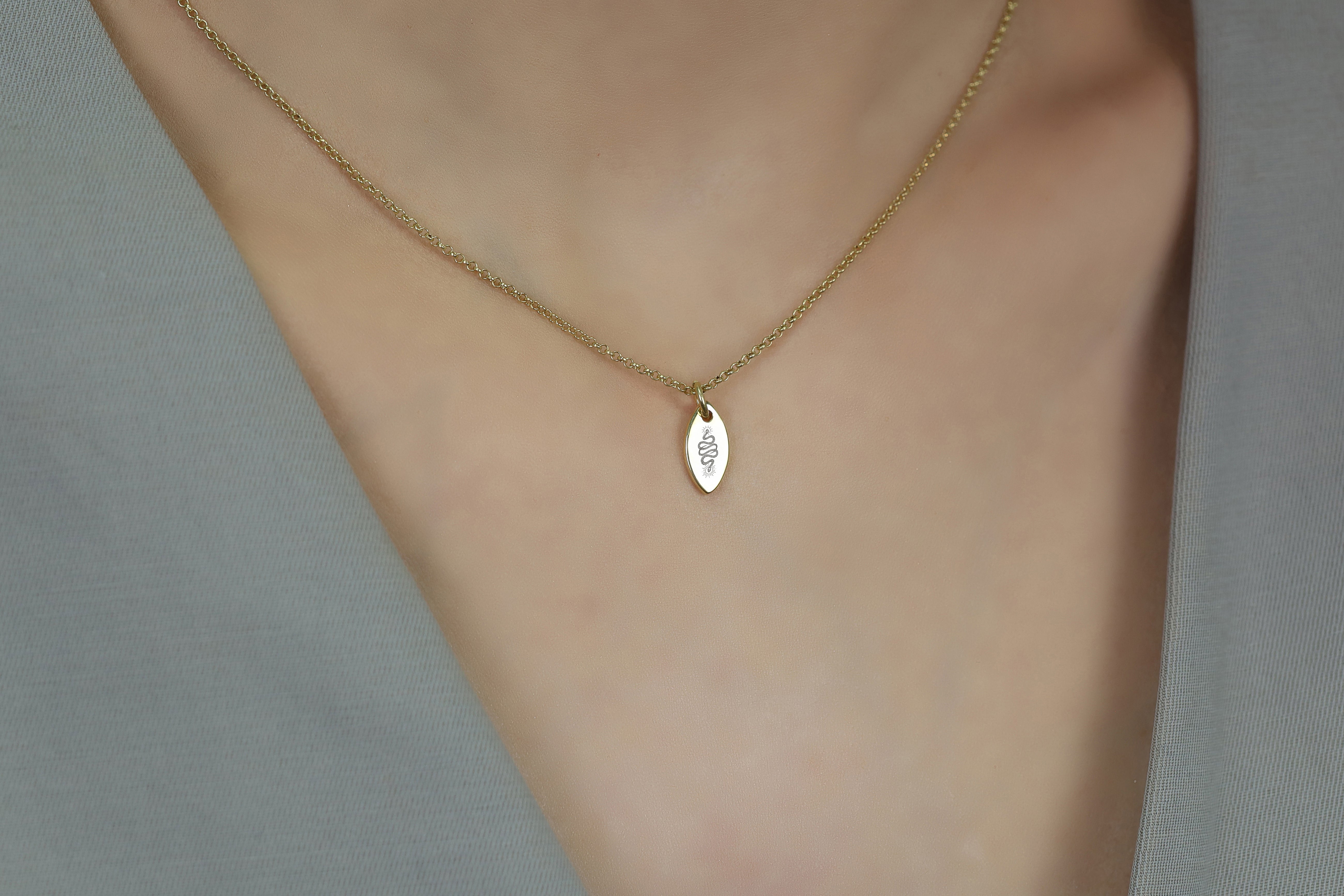 14k Gold Snake Pendant Necklace