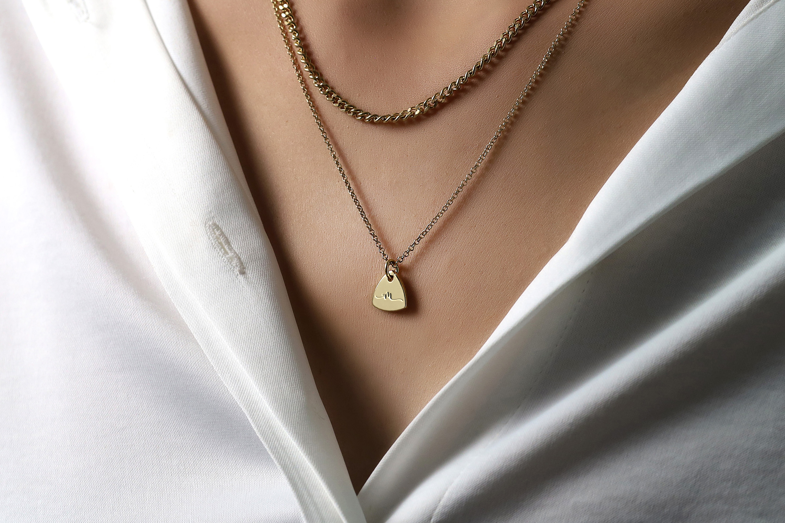 Engraved Name Initial Necklace