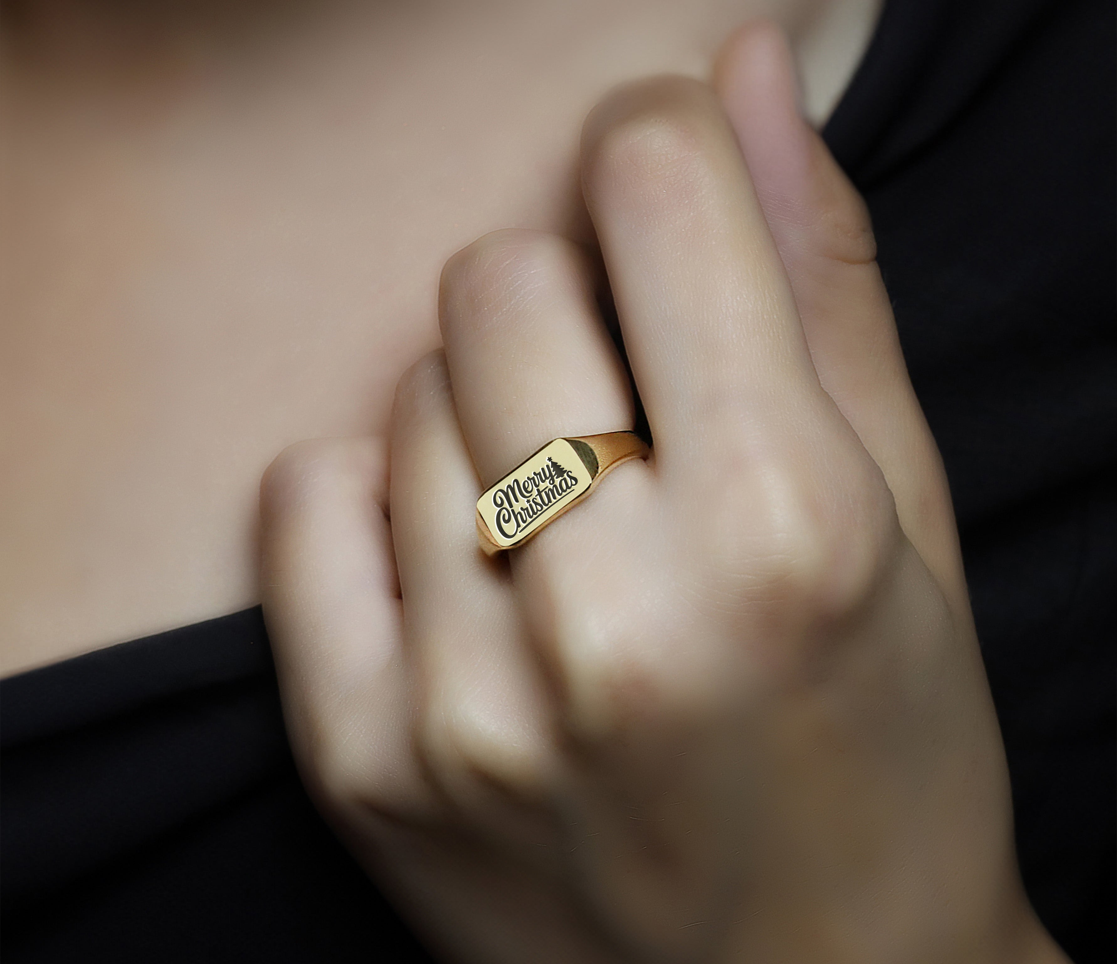 Engraved Christmas Signet Ring