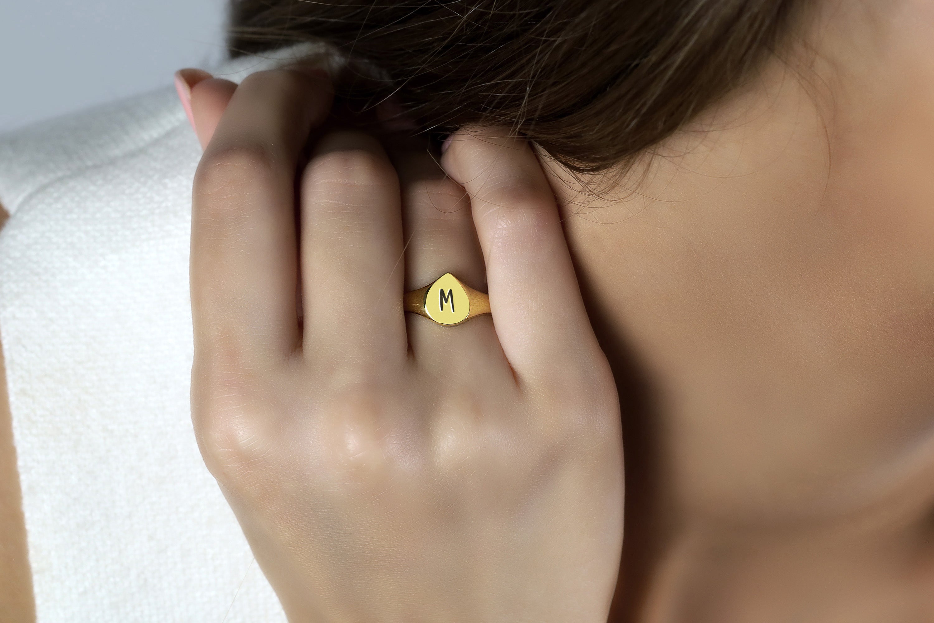 Gold Initial Signet Ring