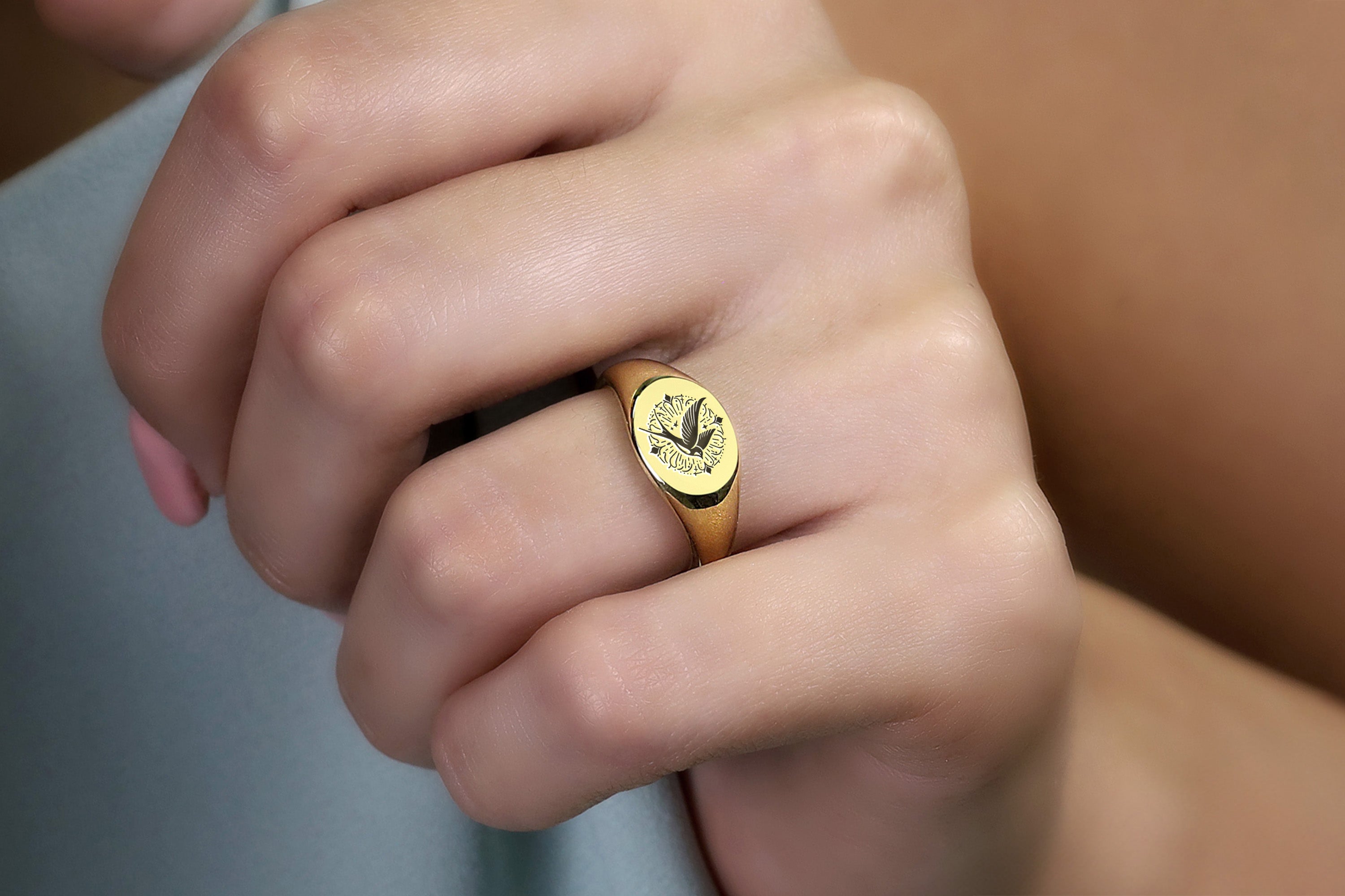 Engraved Swallow Bird Ring