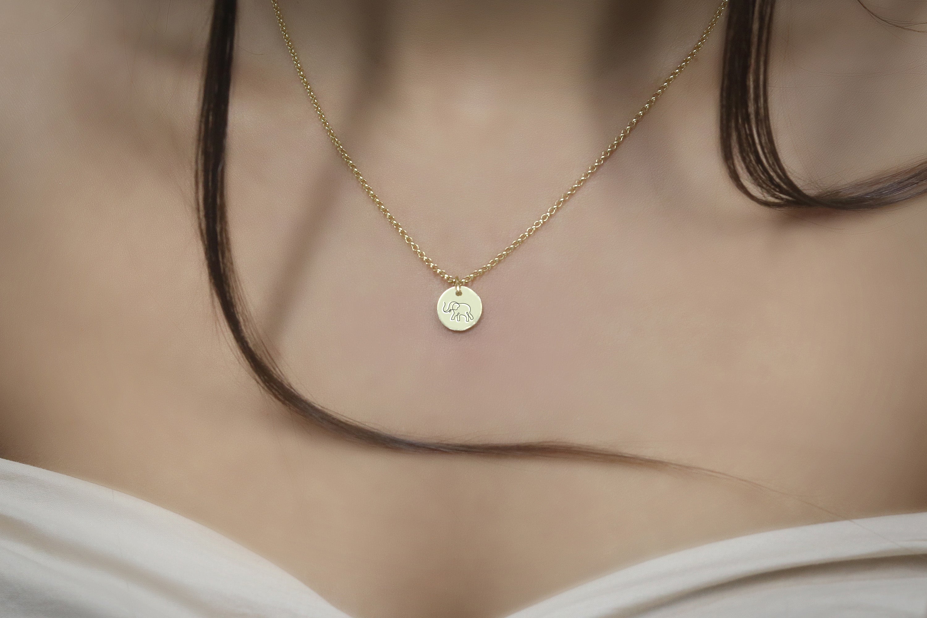 Engraved Elephant Pendant Necklace