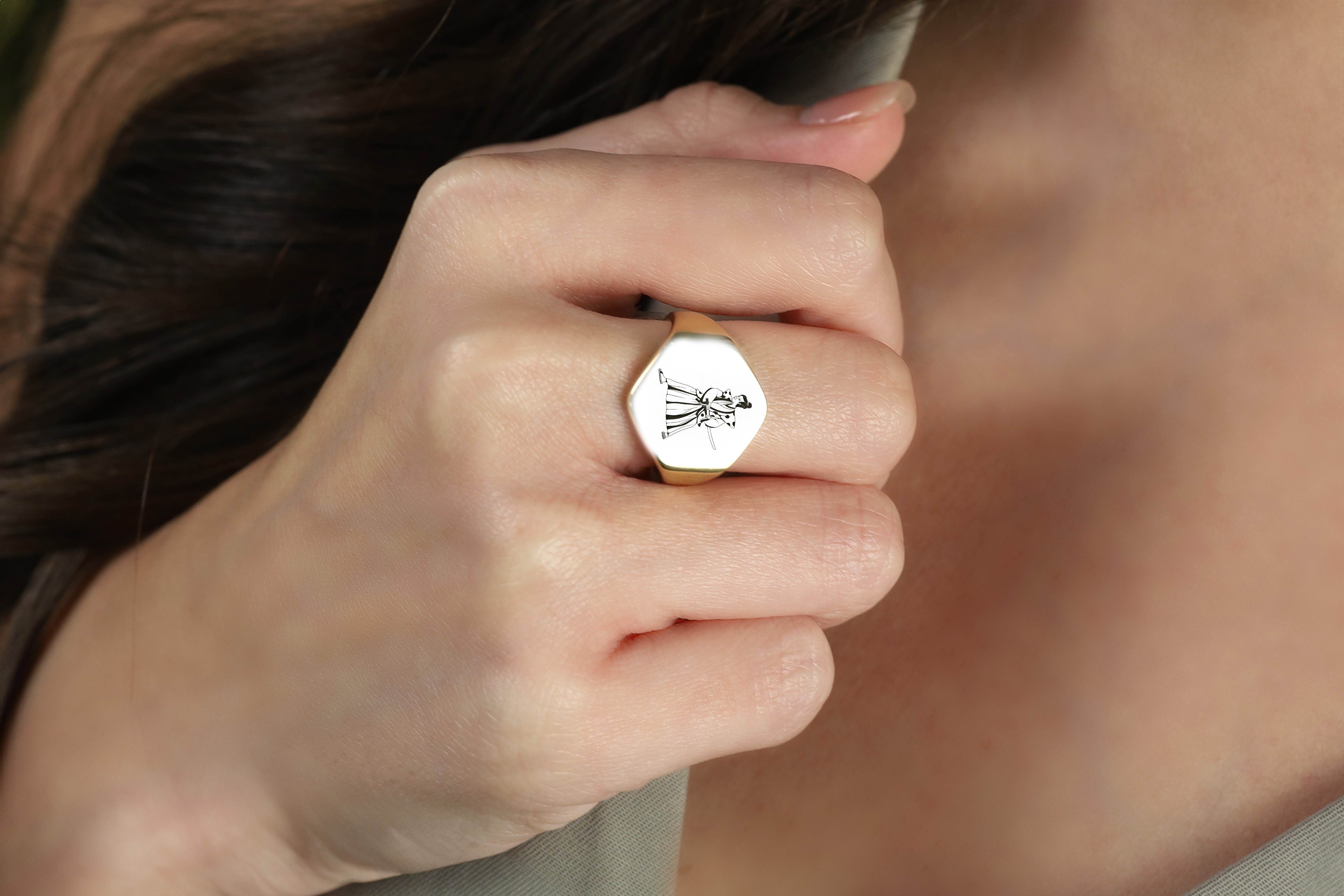 14k Gold Samurai Signet Ring