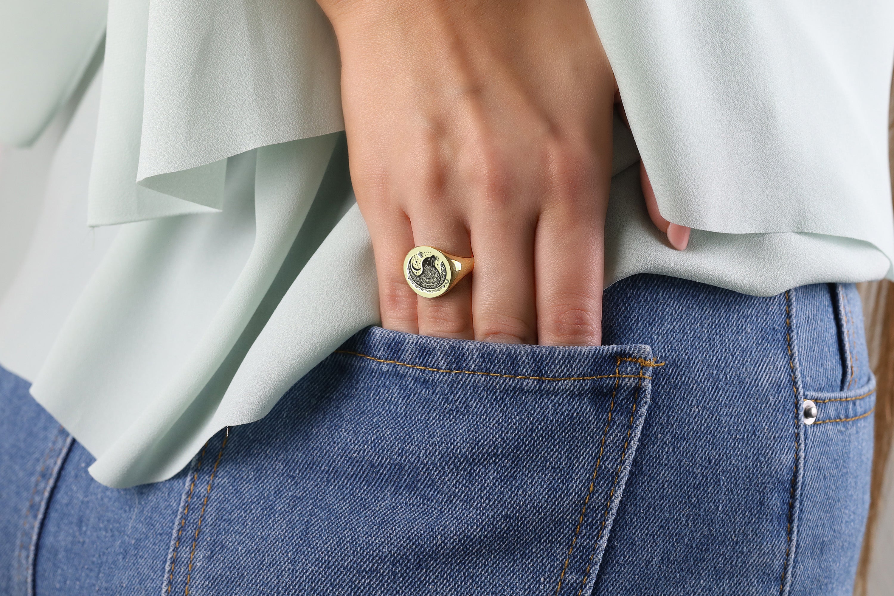 14k Gold Seal Signet Ring