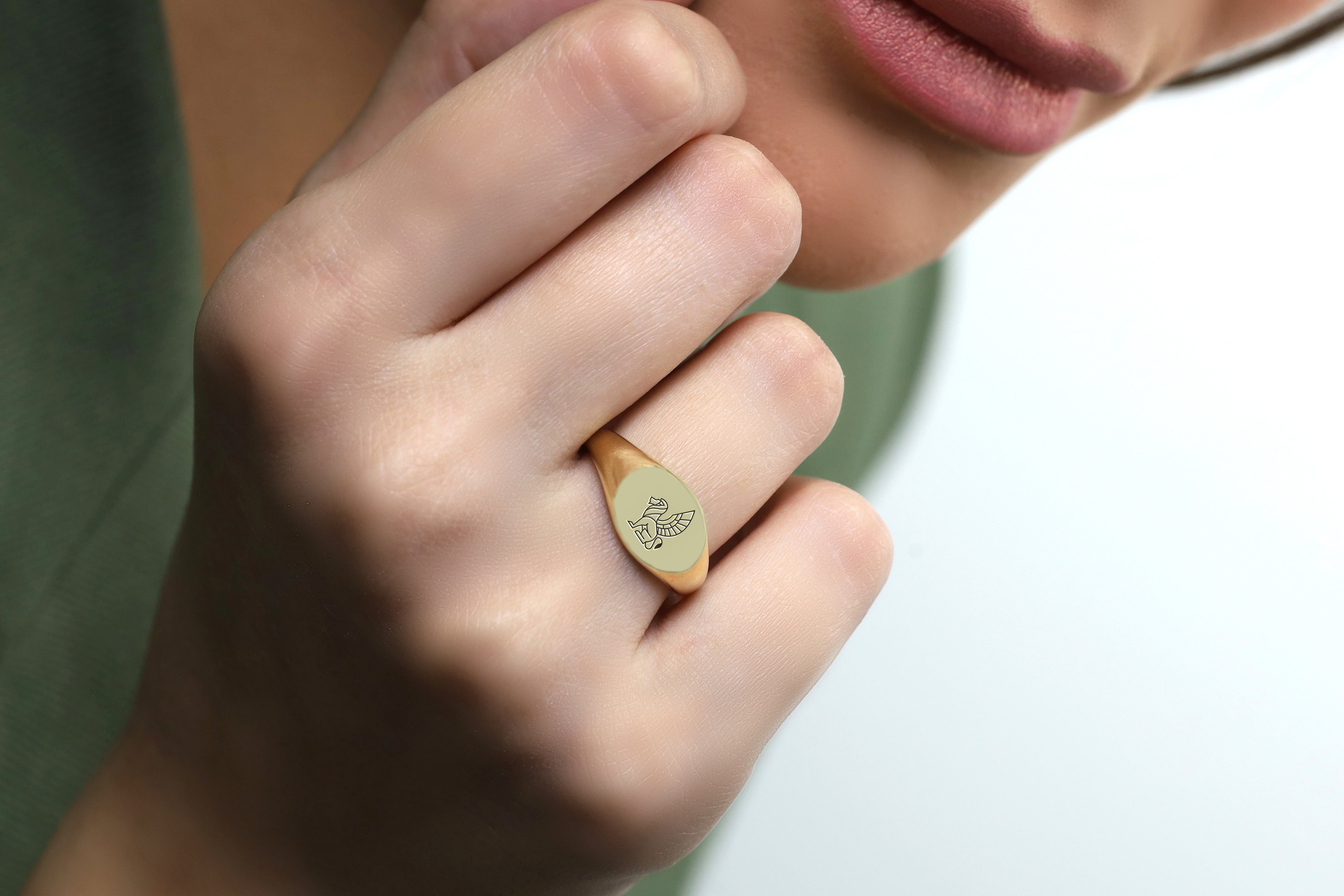 14k Gold Winged Lion Ring