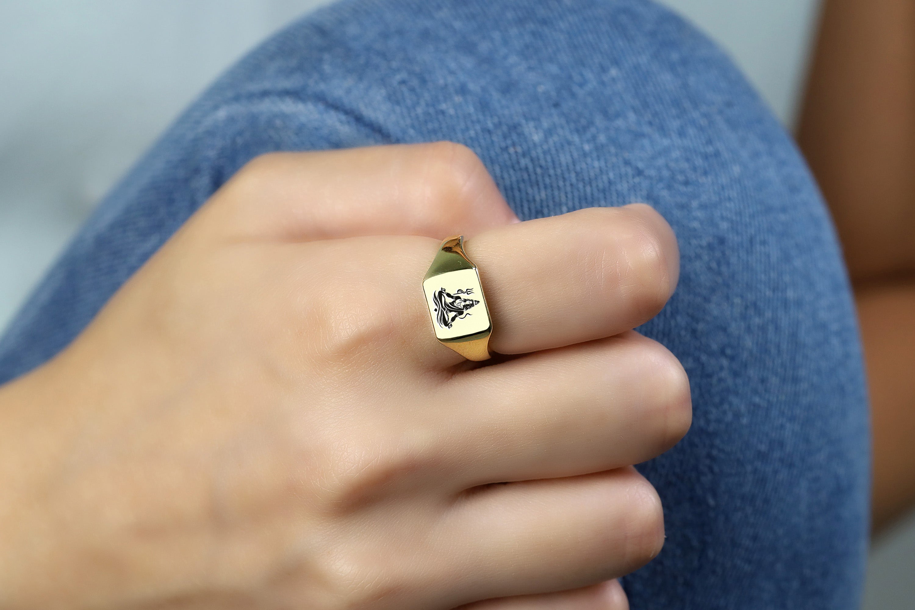 Engraved Shiva Signet Ring