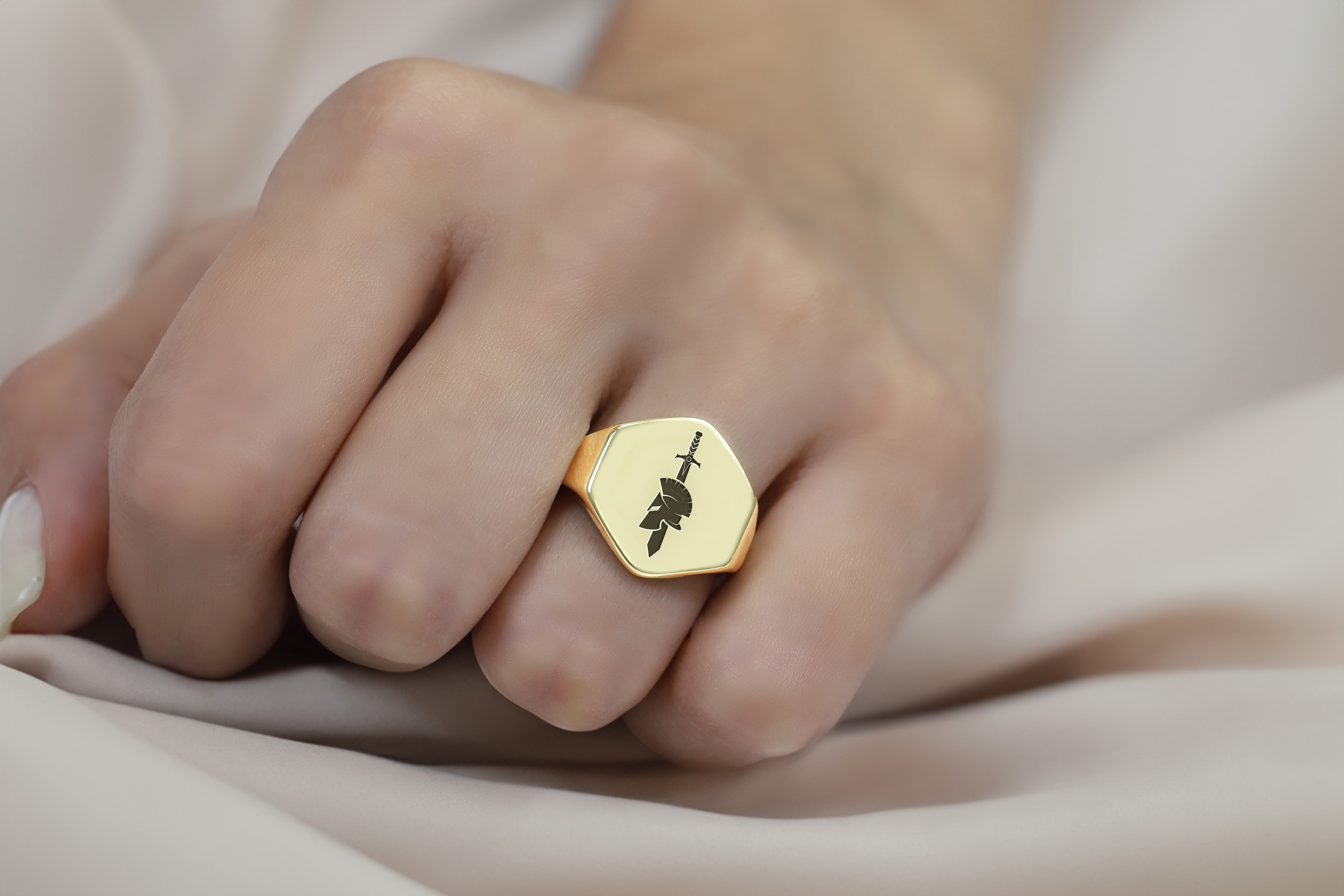 Engraved Gladiator Signet Ring